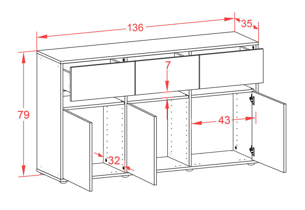 Sideboard Dorinde, Rost (136x79x35cm)