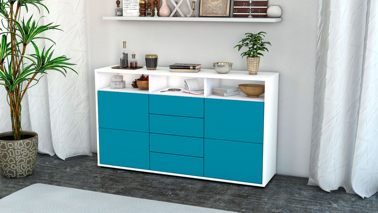 Sideboard Donabella, Türkis (136x79x35cm)