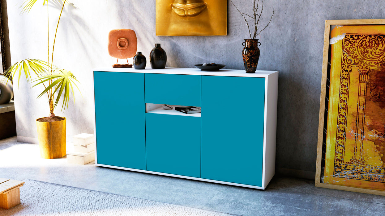 Sideboard Dorina, Türkis (136x79x35cm)