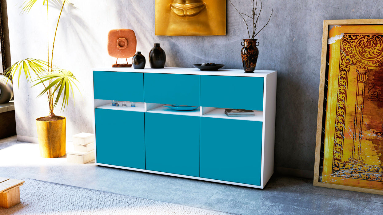 Sideboard Dorinde, Türkis (136x79x35cm)