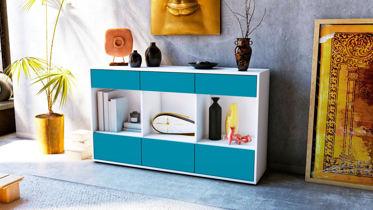 Sideboard Efisia, Türkis (136x79x35cm)