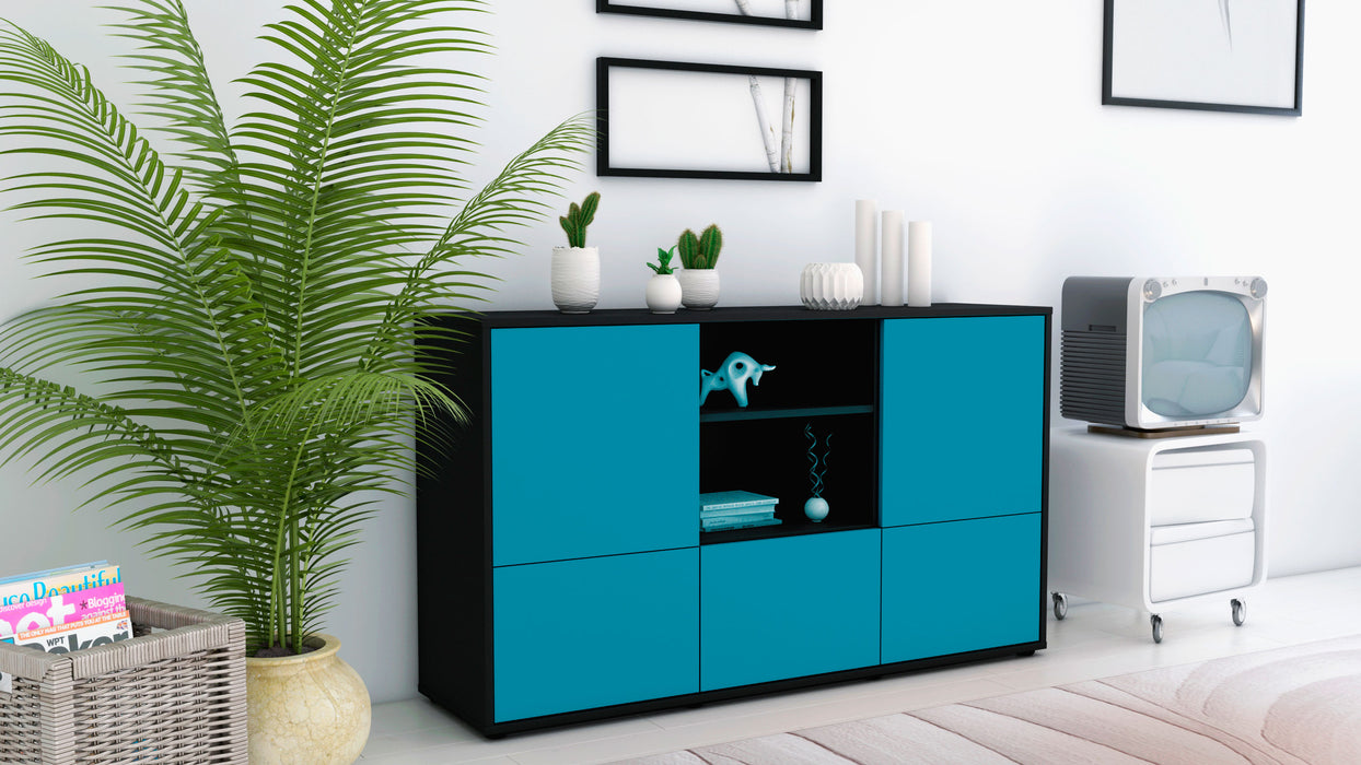 Sideboard Diellza, Türkis (136x79x35cm)