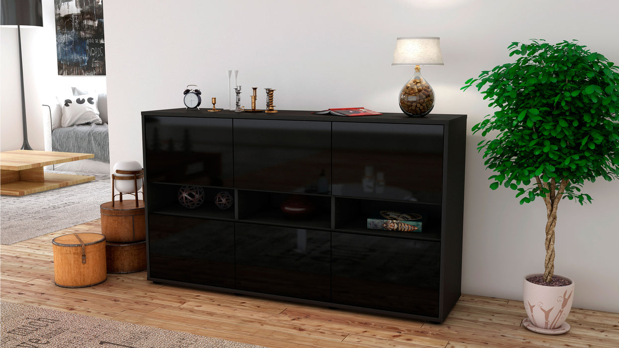 Sideboard Diletta, Schwarz (136x79x35cm)