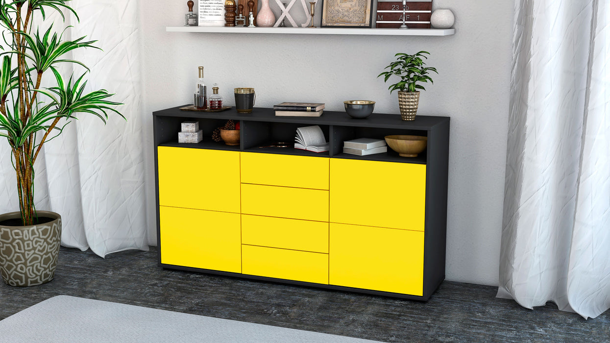 Sideboard Donabella, Gelb (136x79x35cm)