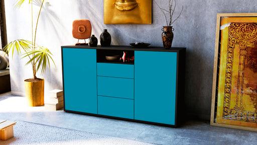 Sideboard Donnice, Türkis (136x79x35cm)