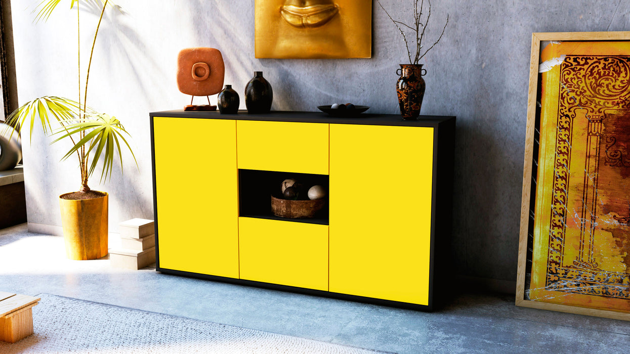 Sideboard Doriana, Gelb (136x79x35cm)