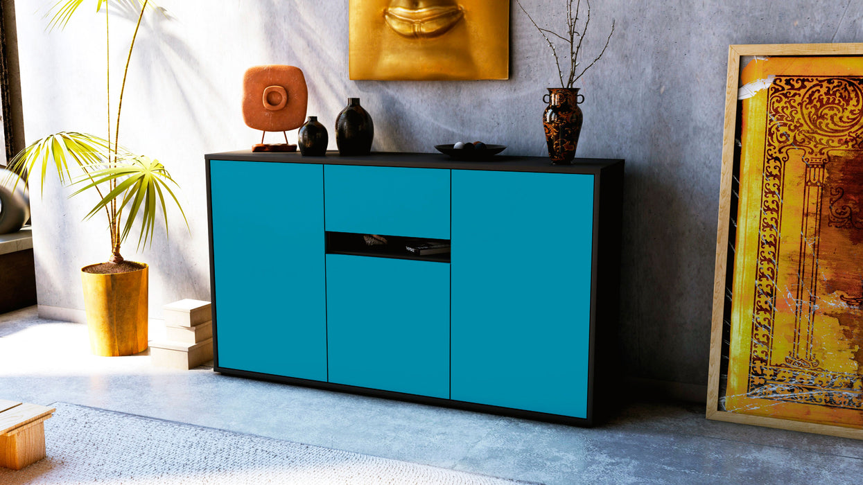 Sideboard Dorina, Türkis (136x79x35cm)