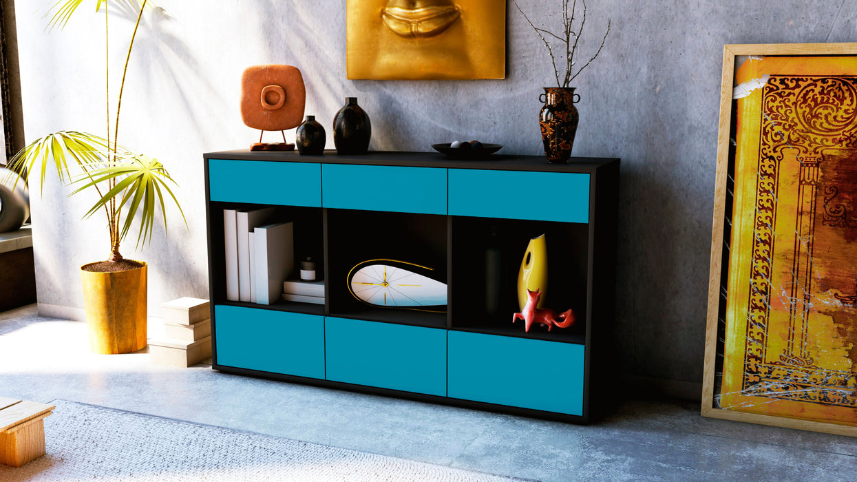 Sideboard Efisia, Türkis (136x79x35cm)