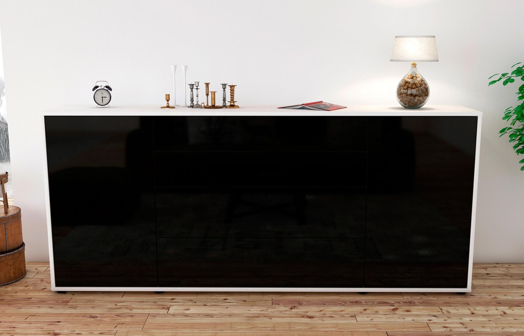 Sideboard Elettra, Schwarz (180x79x35cm)