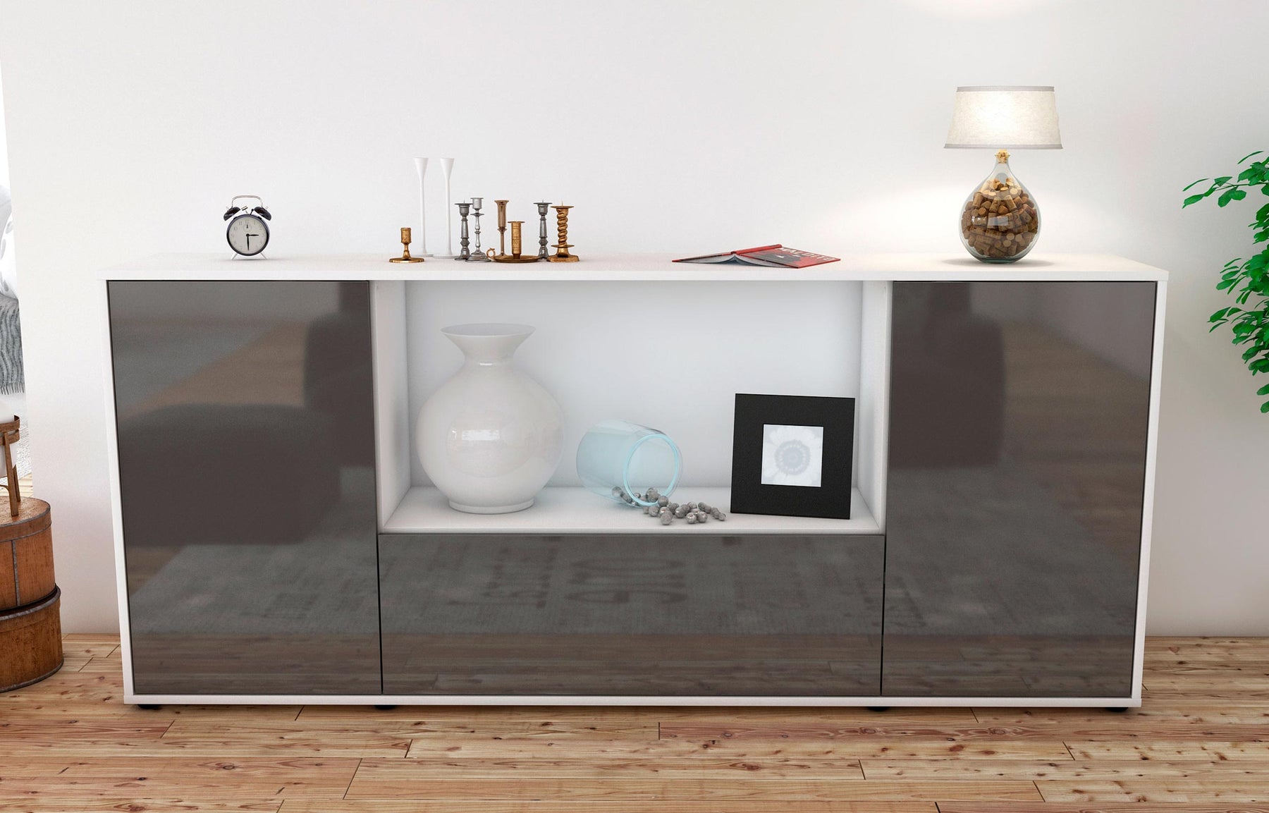 Sideboard Ella, Grau (180x79x35cm)