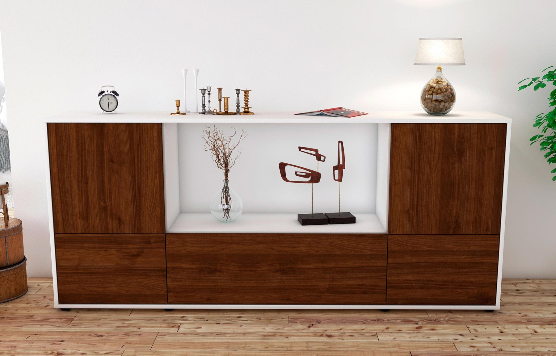 Sideboard Elvezia, Walnuss (180x79x35cm)