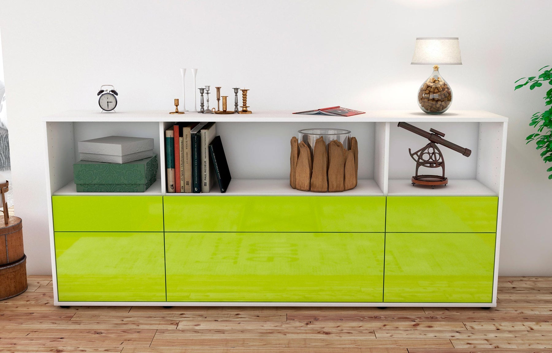 Sideboard Estella, Grün (180x79x35cm)