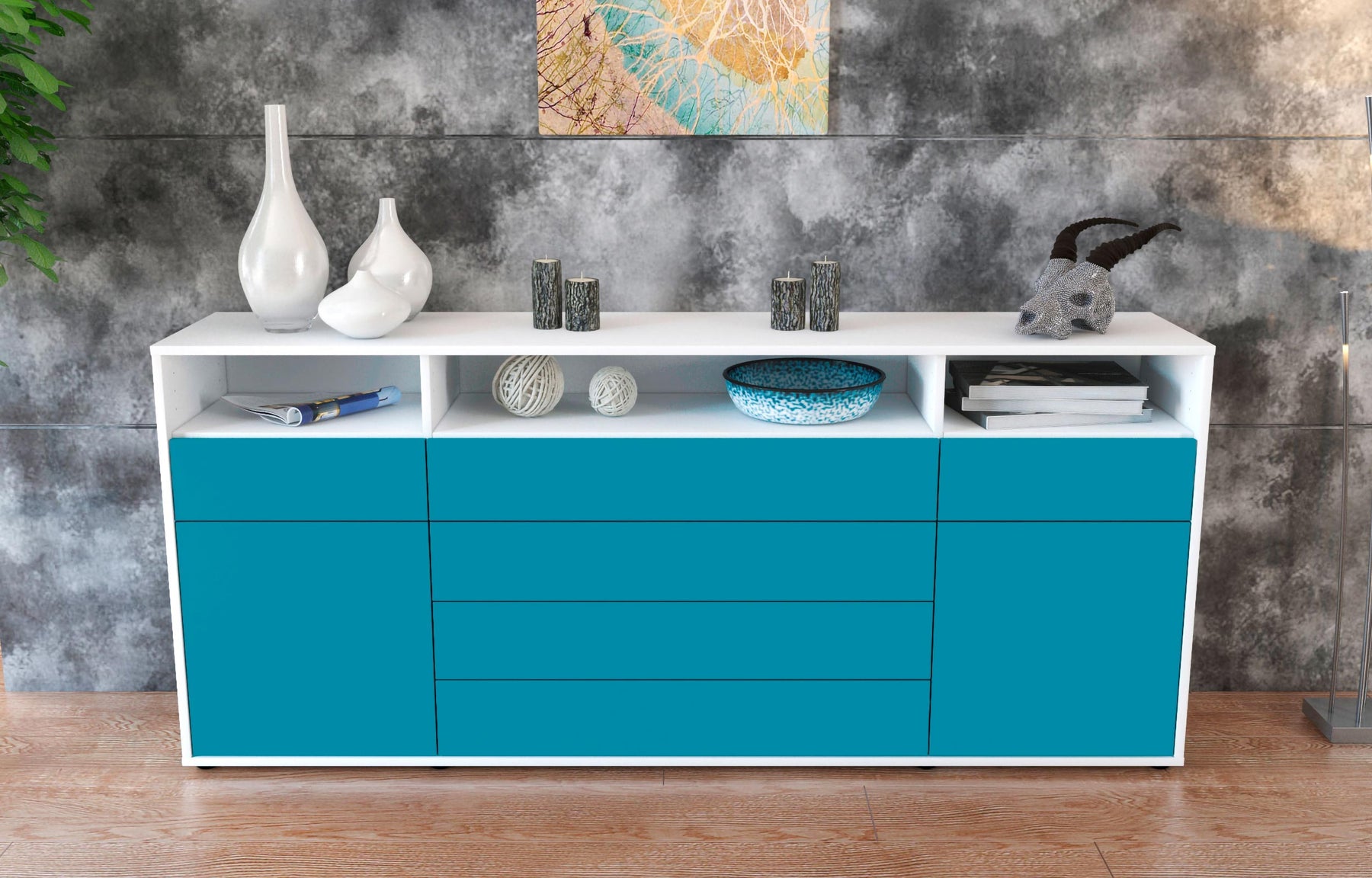 Sideboard Evelina, Türkis (180x79x35cm)