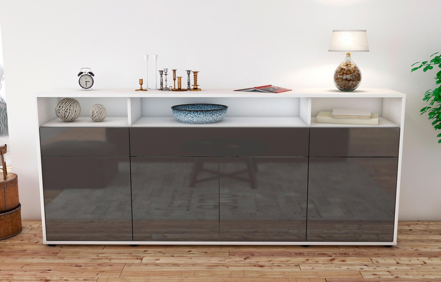 Sideboard Ezia, Grau (180x79x35cm)