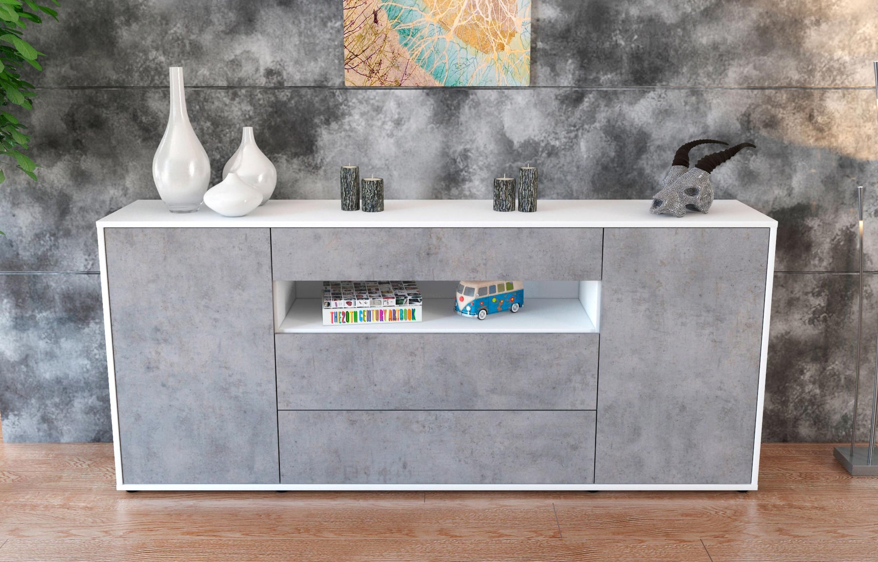 Sideboard Filippa, Beton (180x79x35cm)