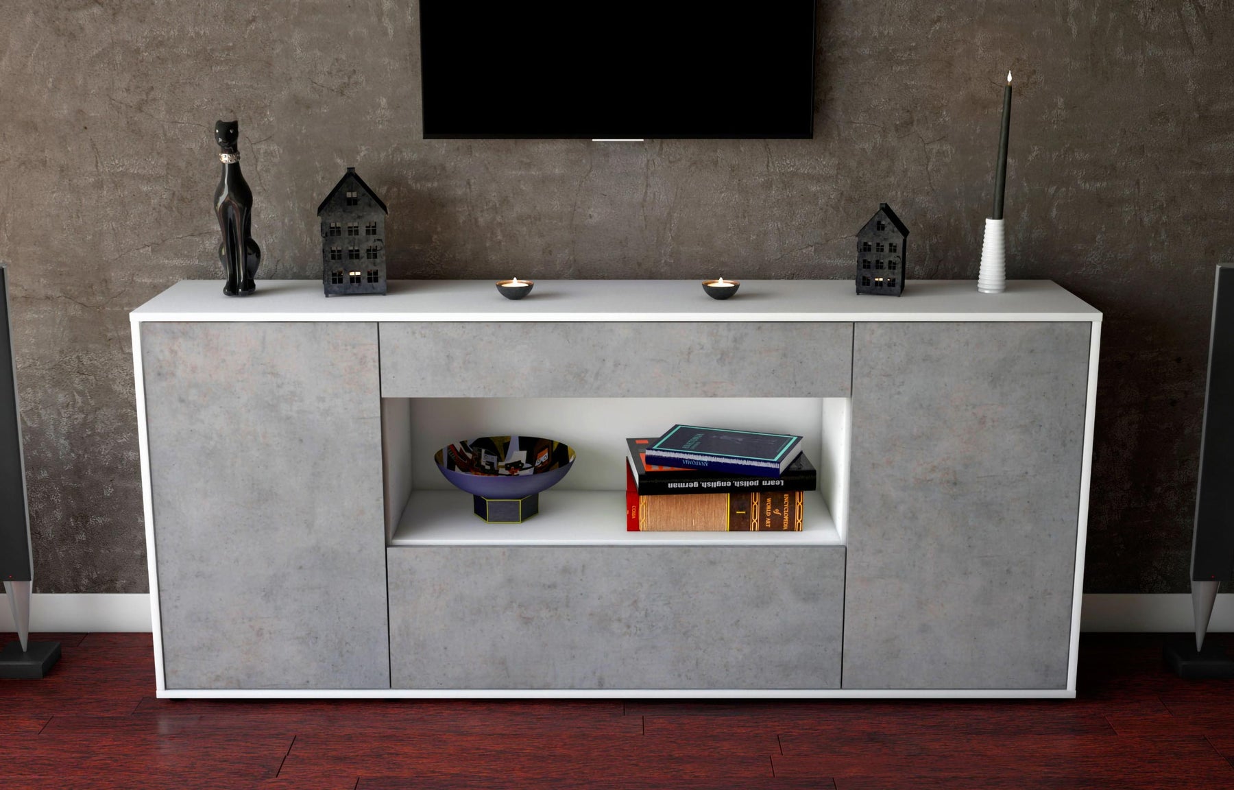 Sideboard Fiora, Beton (180x79x35cm)