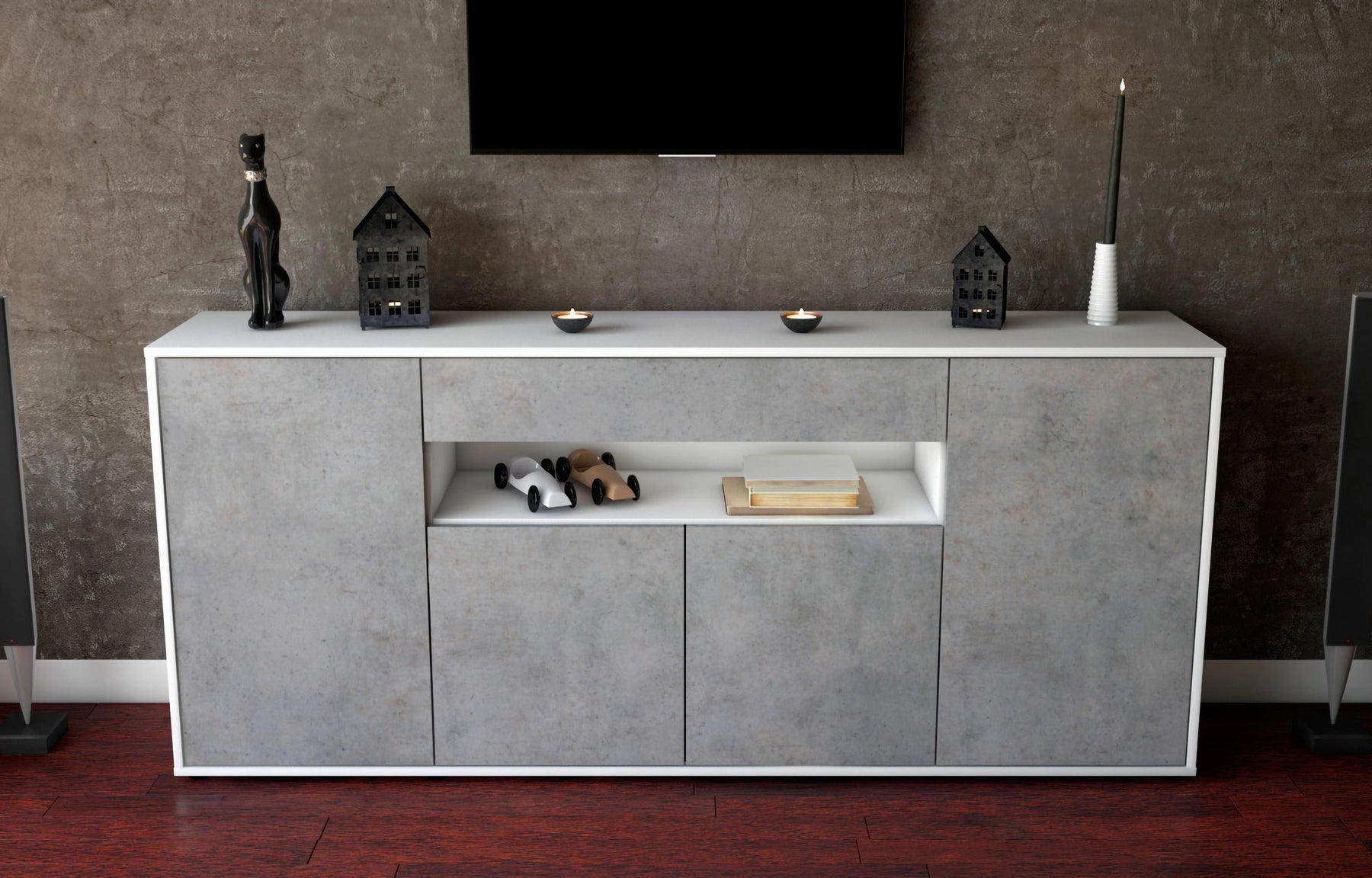 Sideboard Fiorella, Beton (180x79x35cm)