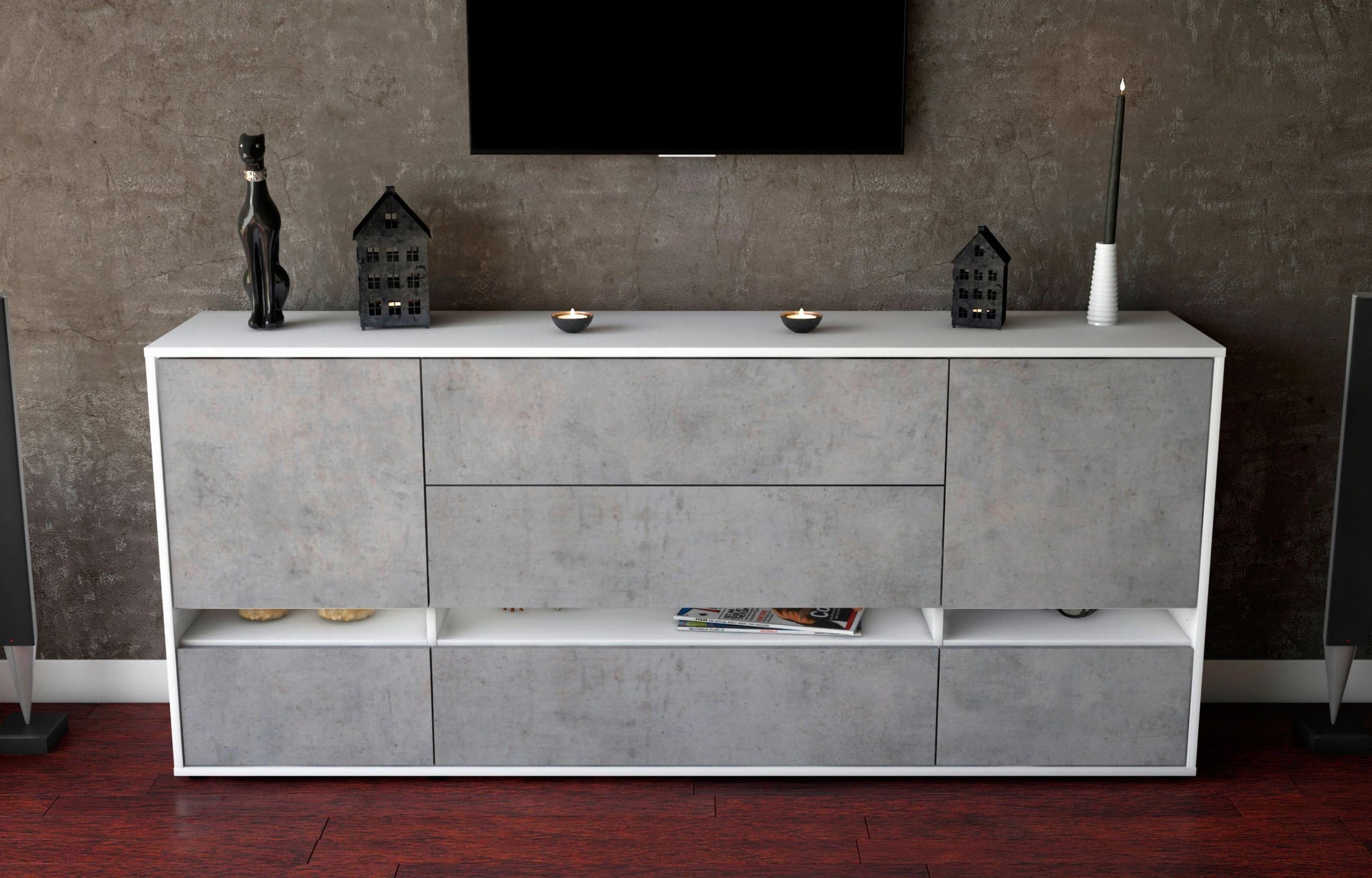 Sideboard Floriana, Beton (180x79x35cm)