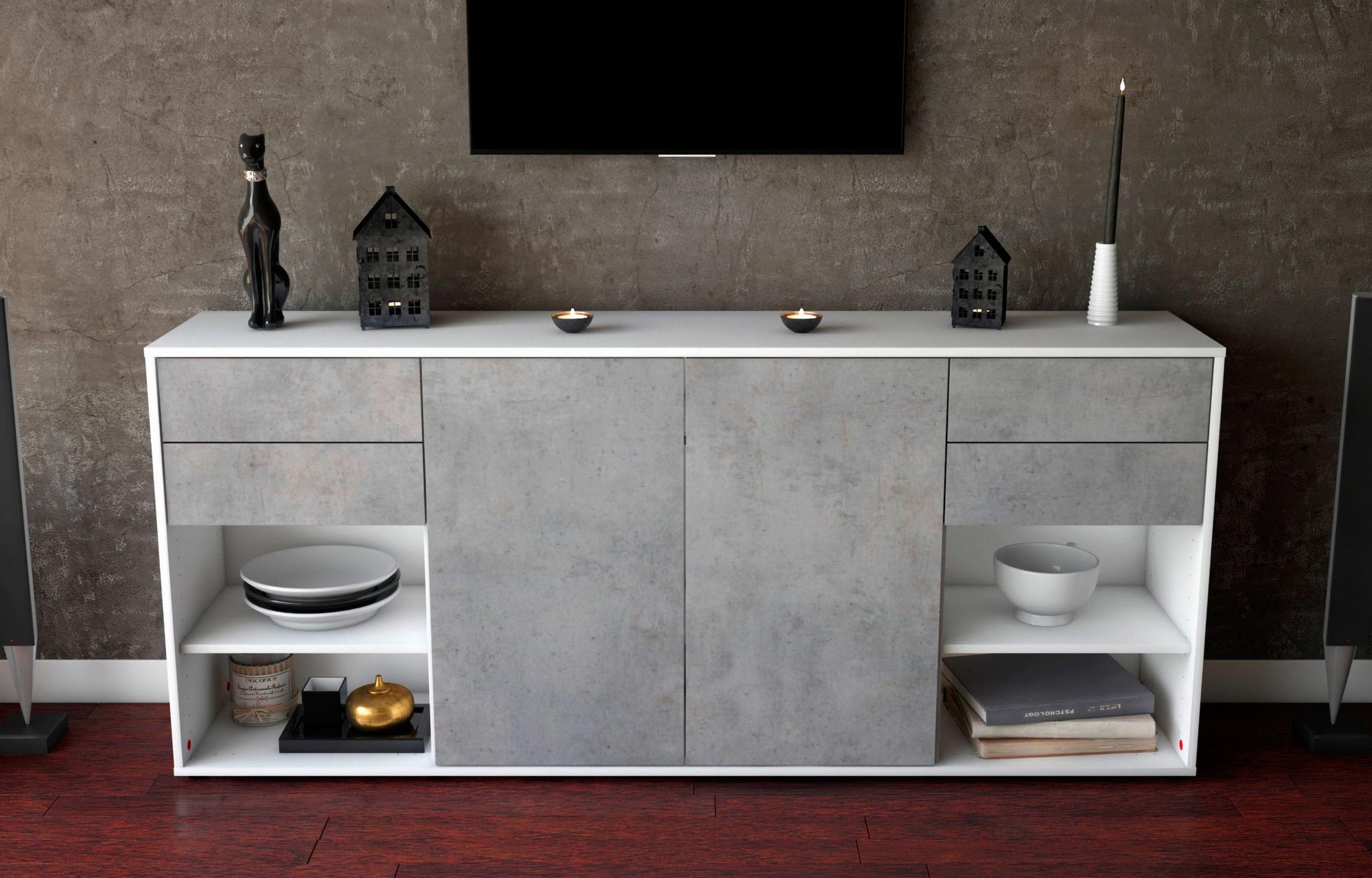 Sideboard Franka, Beton (180x79x35cm)