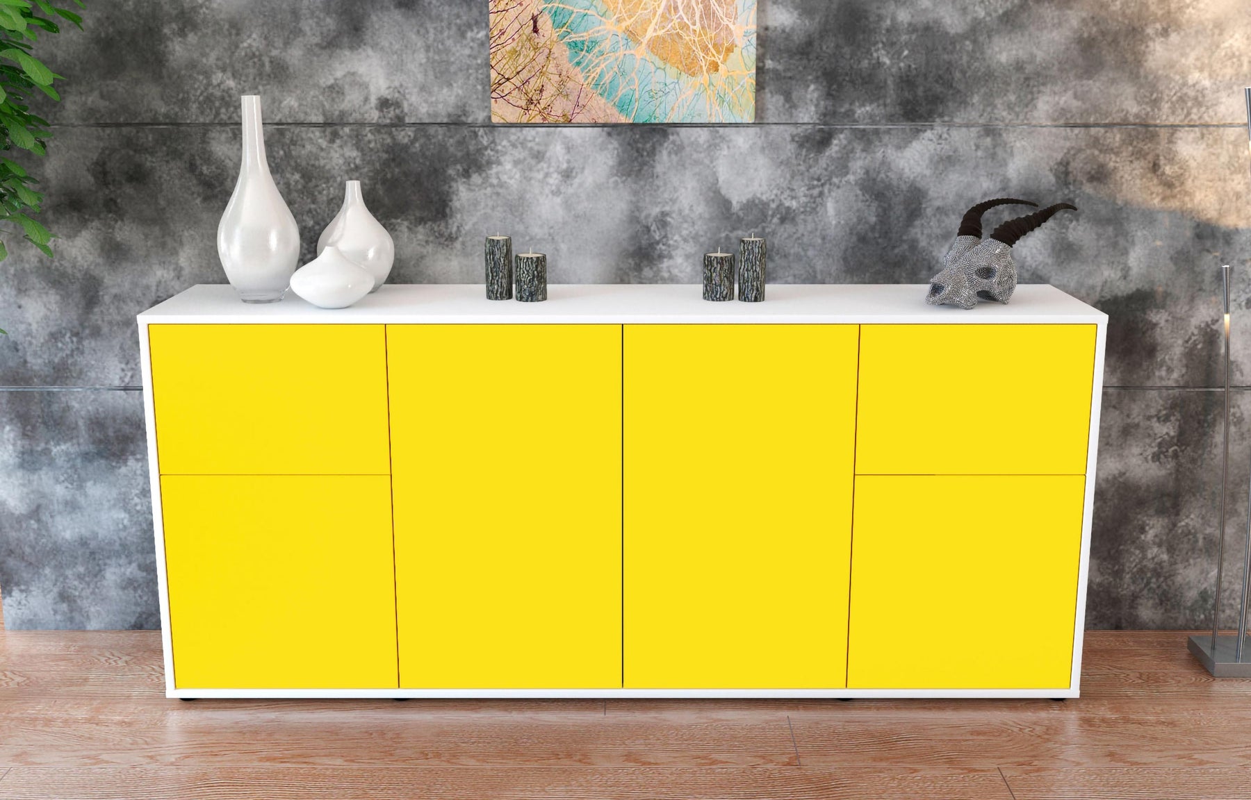 Sideboard Georgina, Gelb (180x79x35cm)