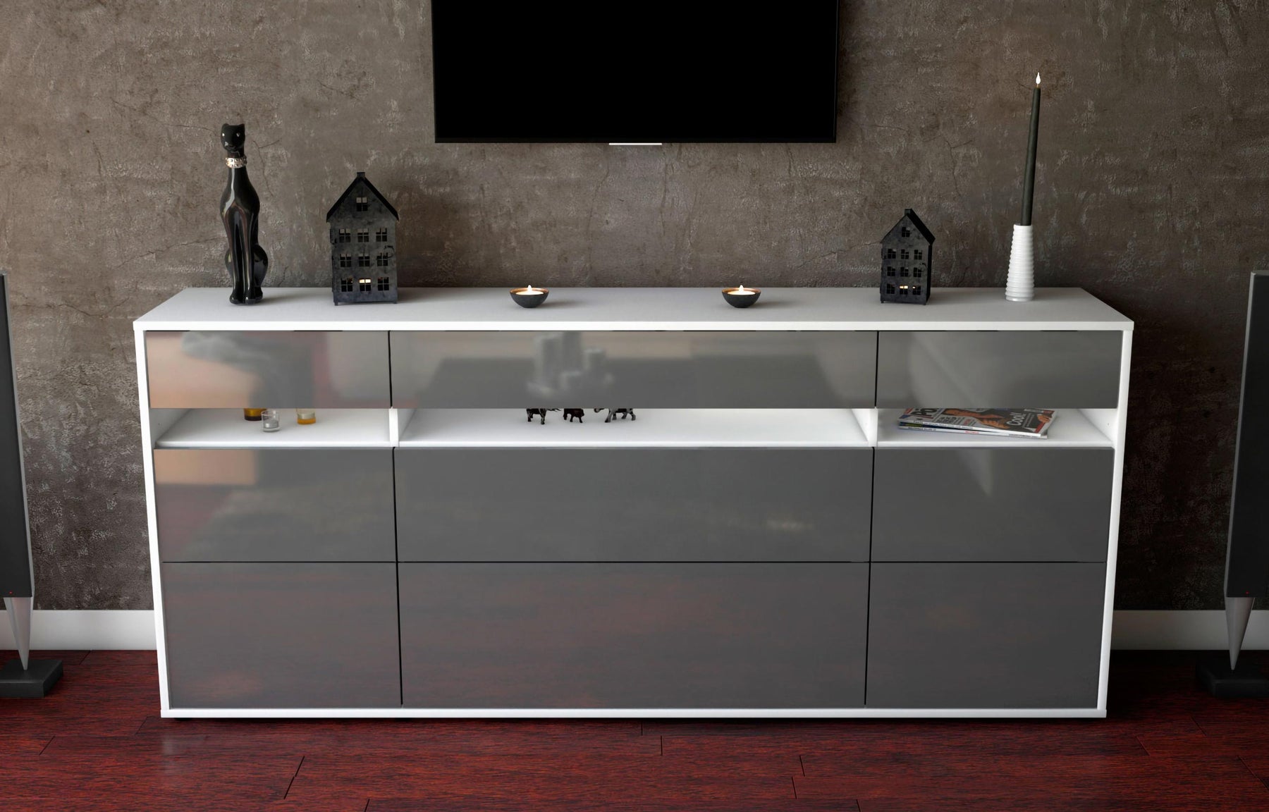 Sideboard Giada, Grau (180x79x35cm)