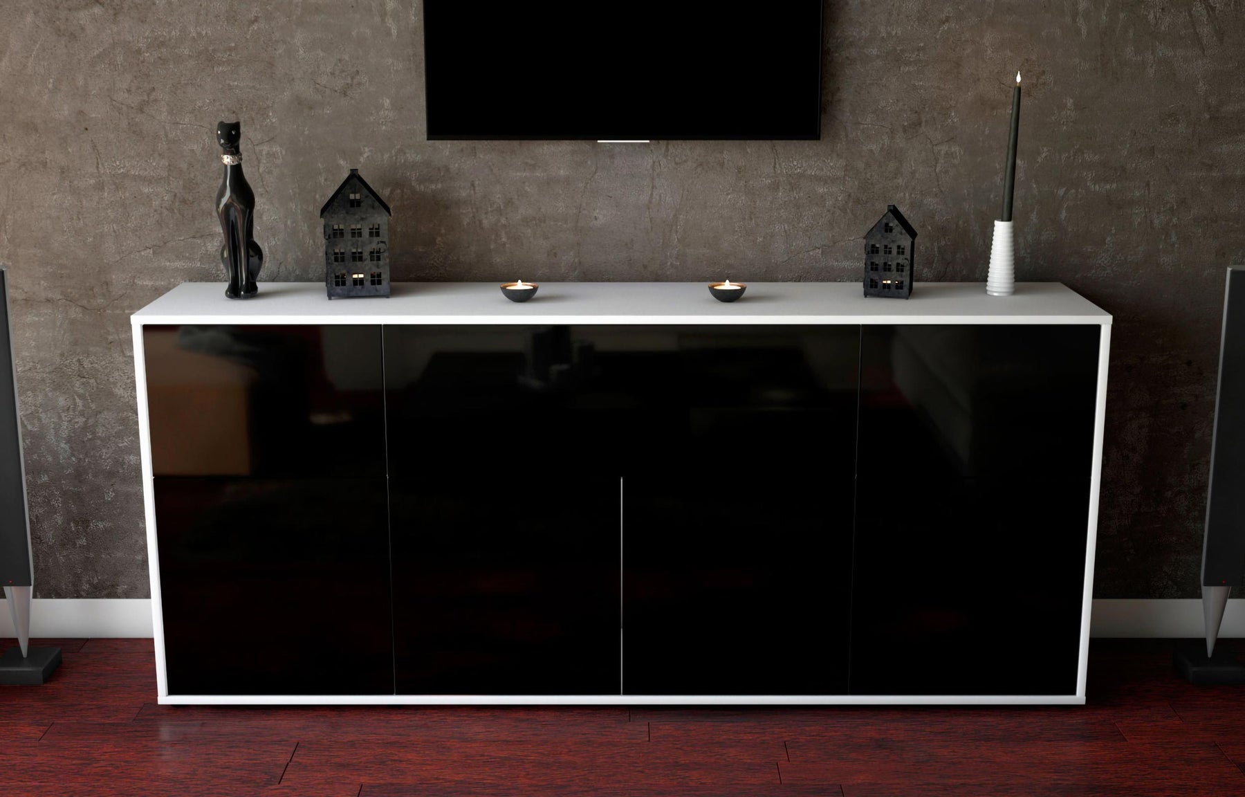 Sideboard Gianna, Schwarz (180x79x35cm)