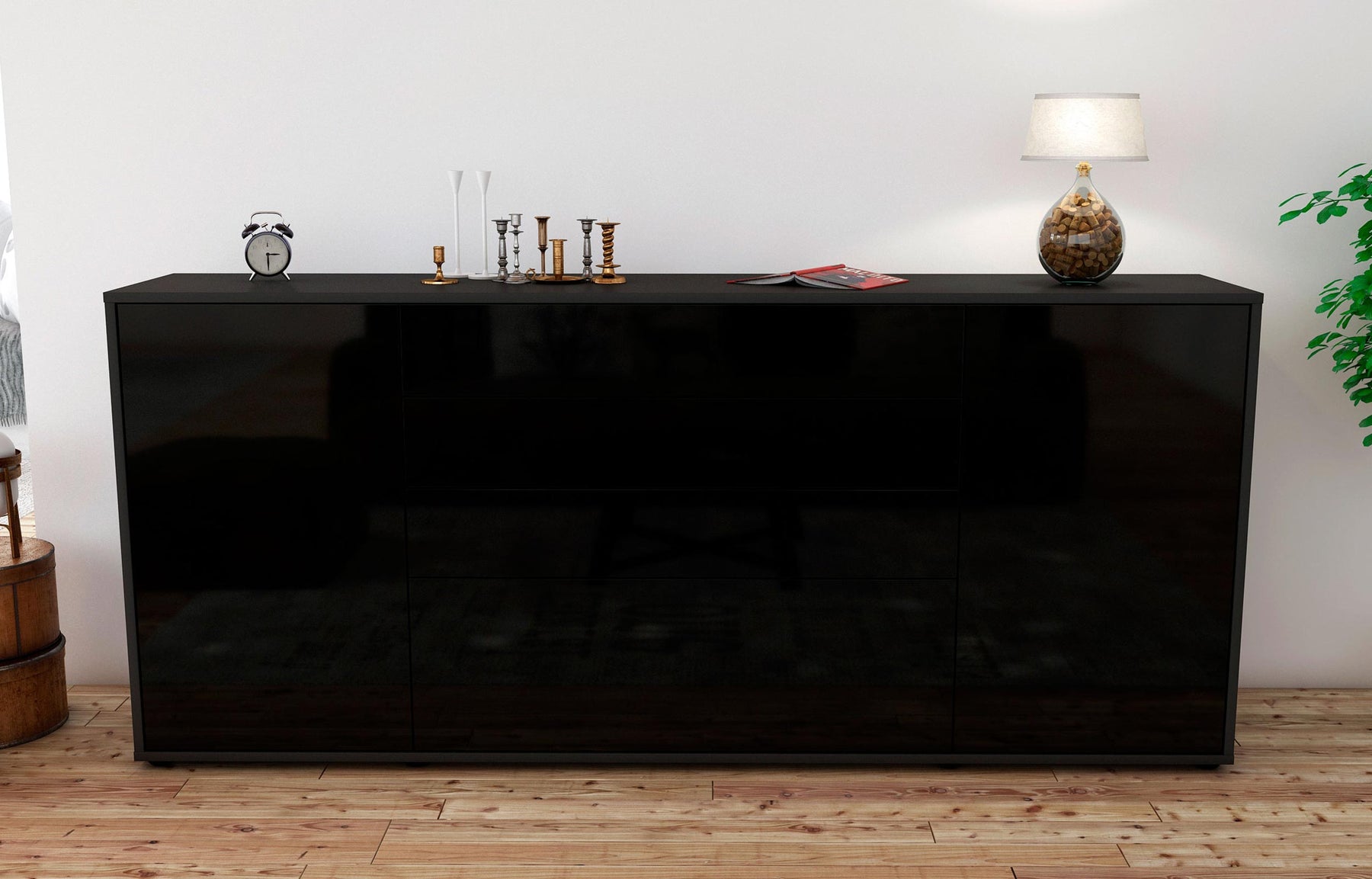 Sideboard Eleni, Schwarz (180x79x35cm)