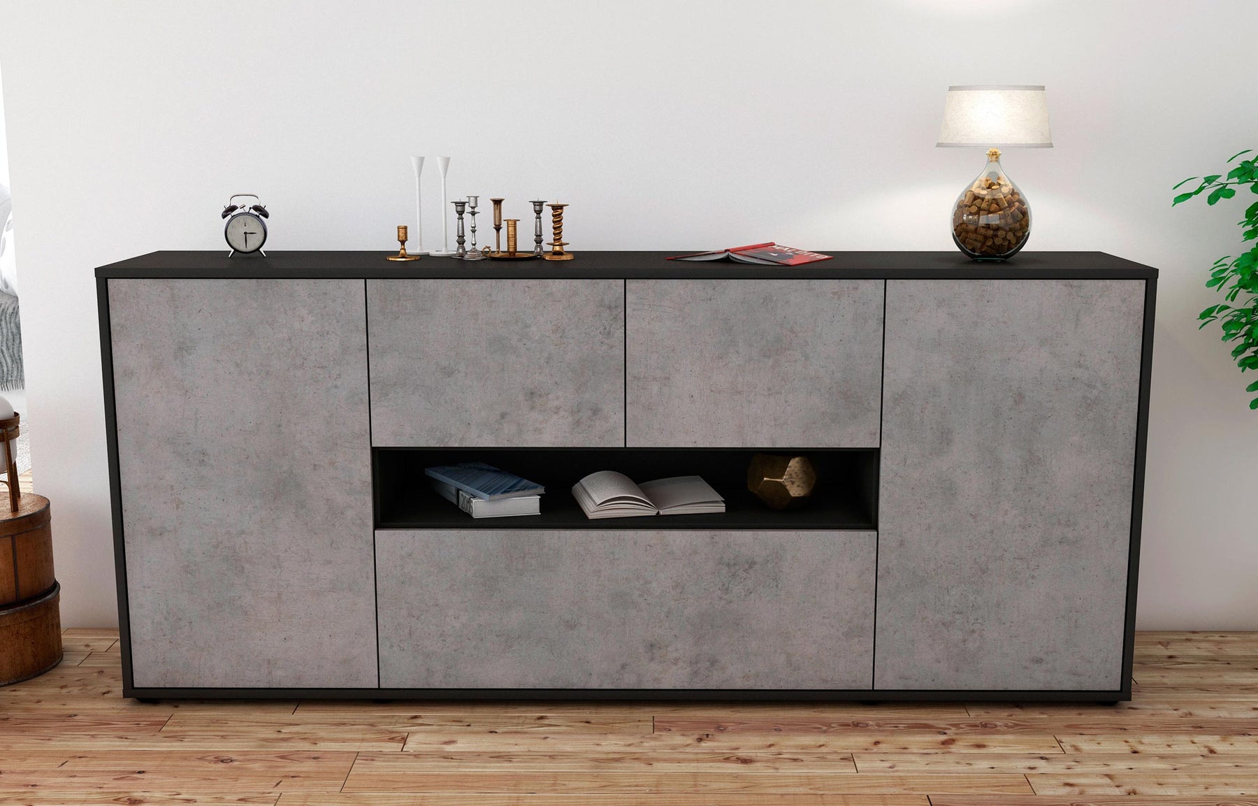 Sideboard Elisabetta, Beton (180x79x35cm)