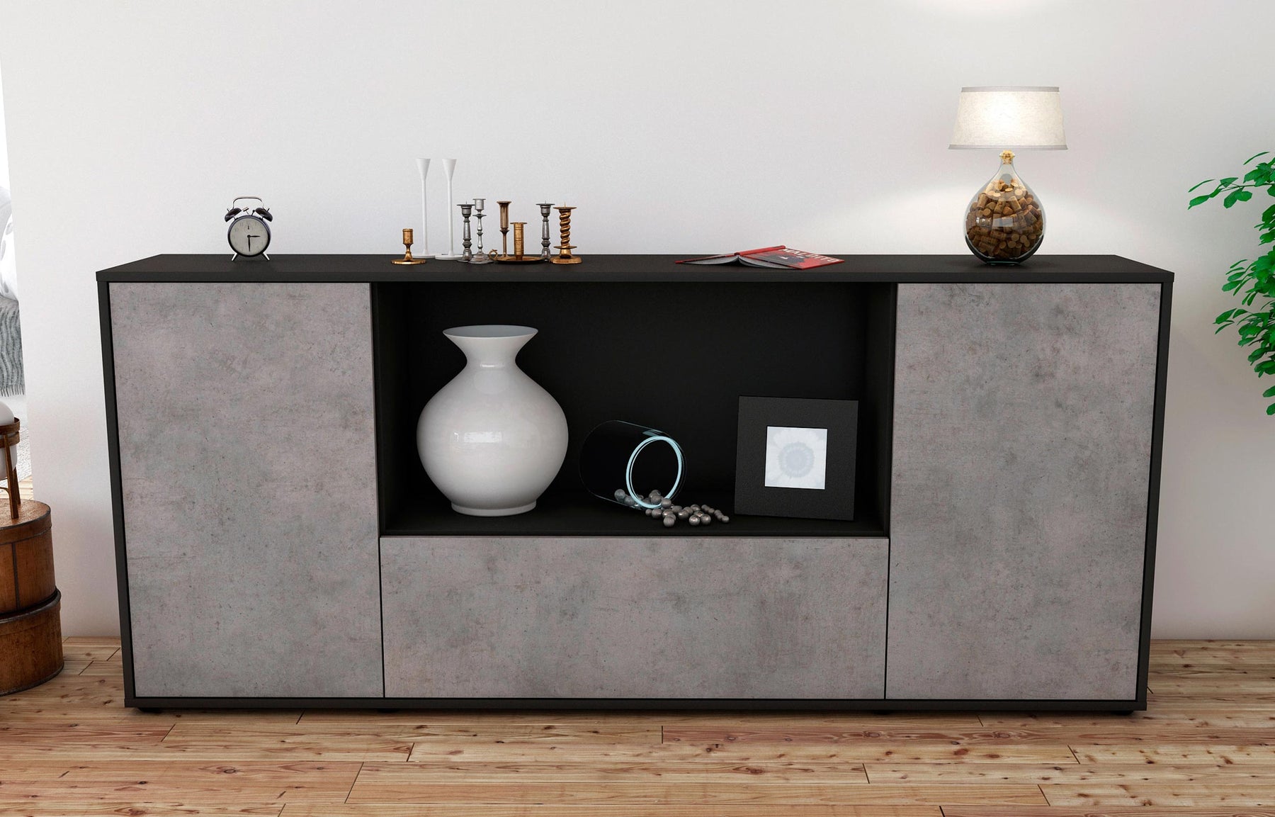 Sideboard Ella, Beton (180x79x35cm)