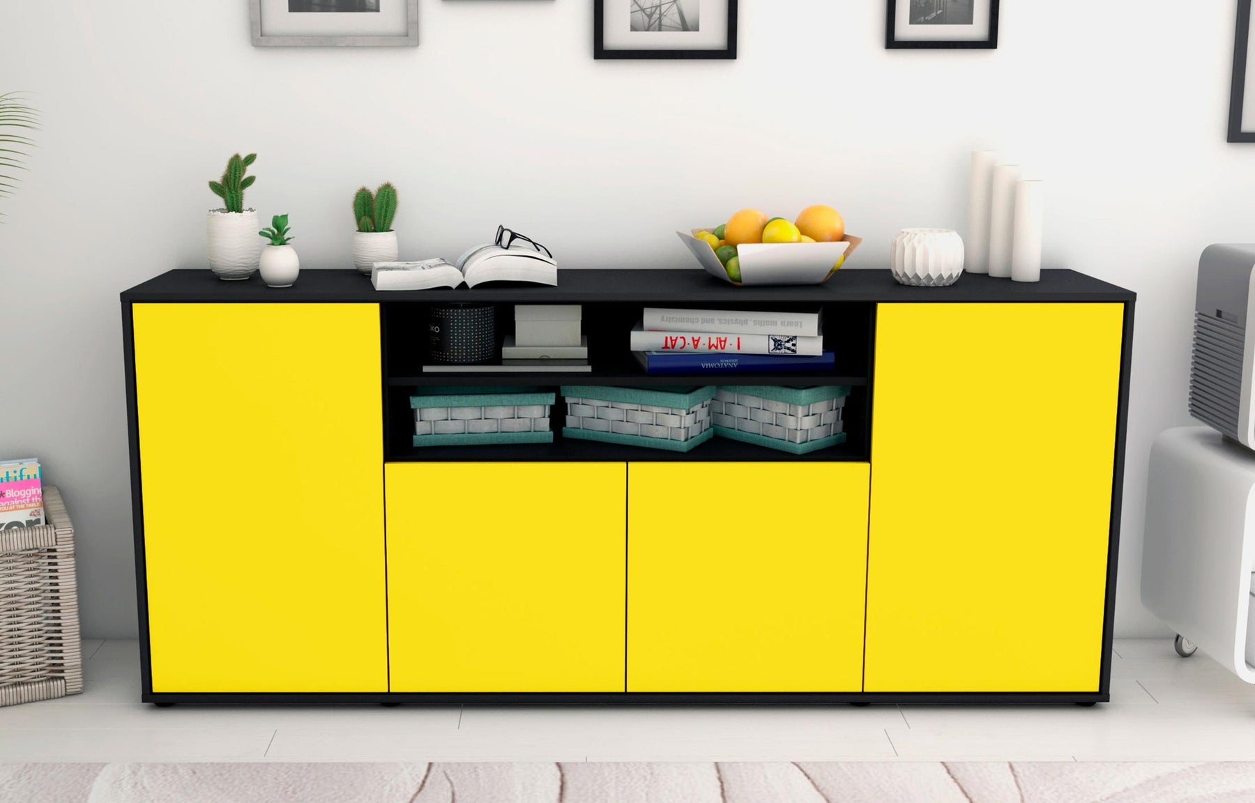 Sideboard Elsita, Gelb (180x79x35cm)