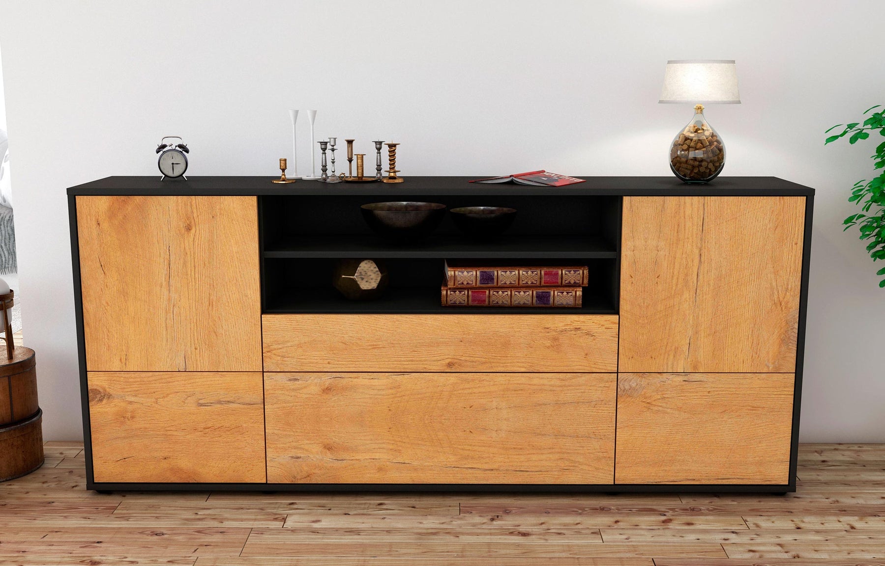 Sideboard Eluana, Eiche (180x79x35cm)