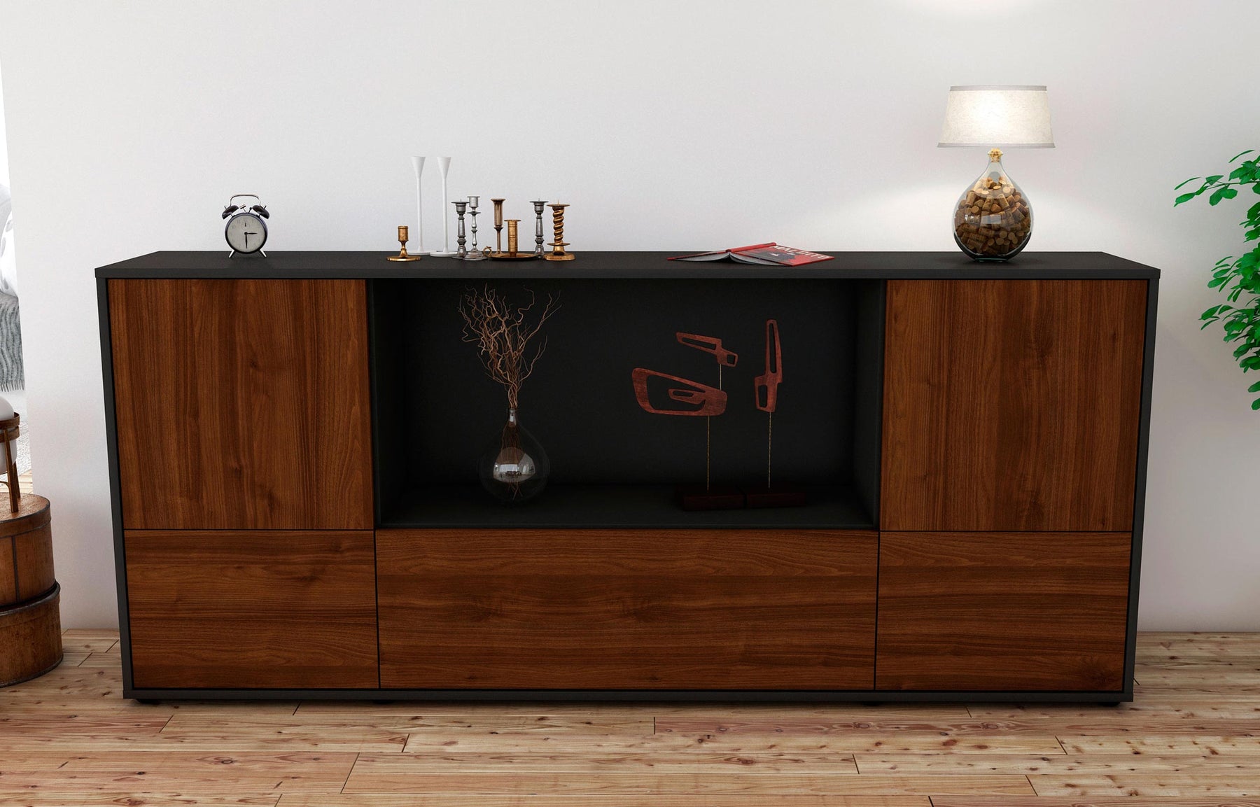 Sideboard Elvezia, Walnuss (180x79x35cm)