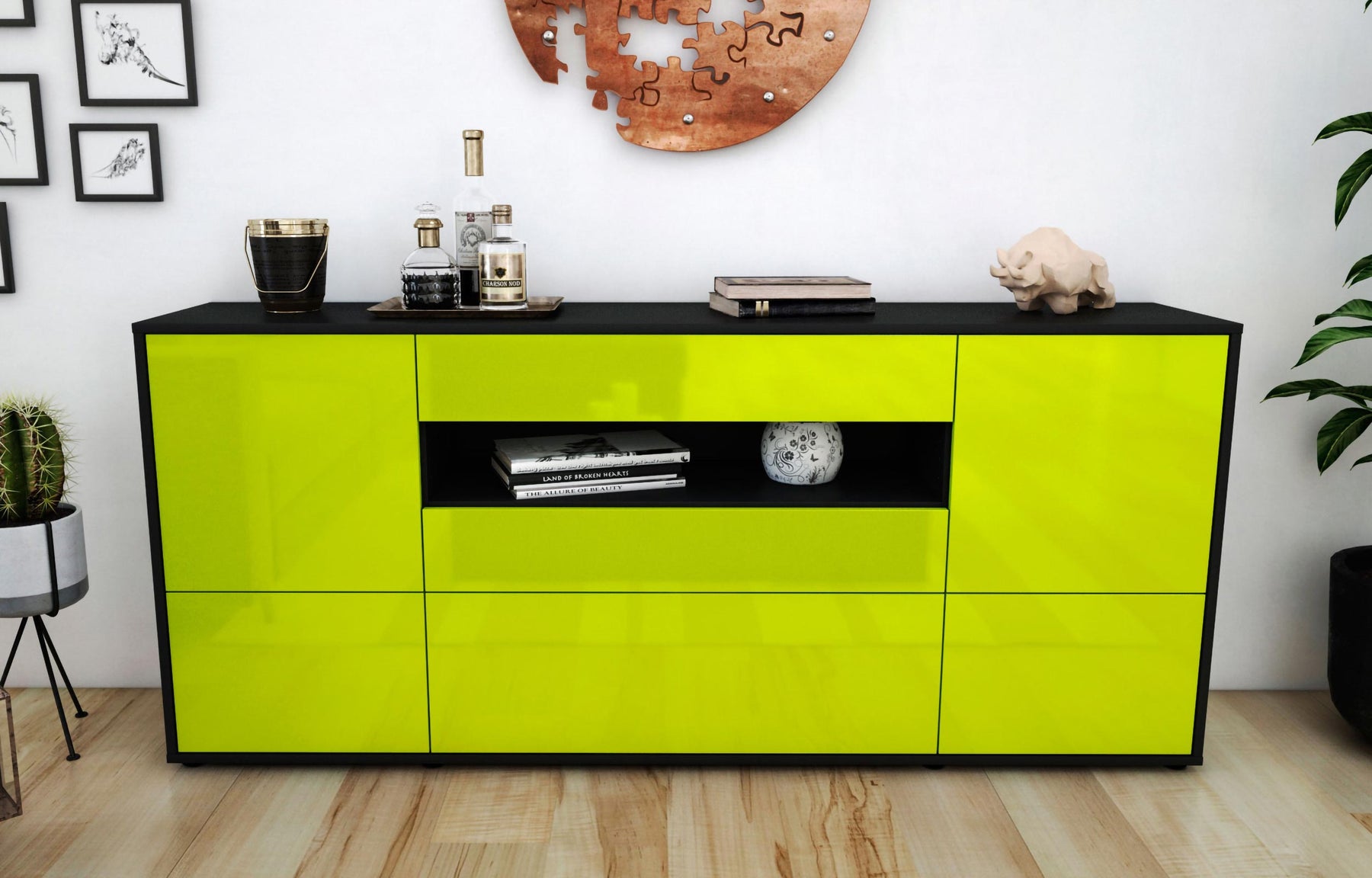 Sideboard Elvira, Grün (180x79x35cm)