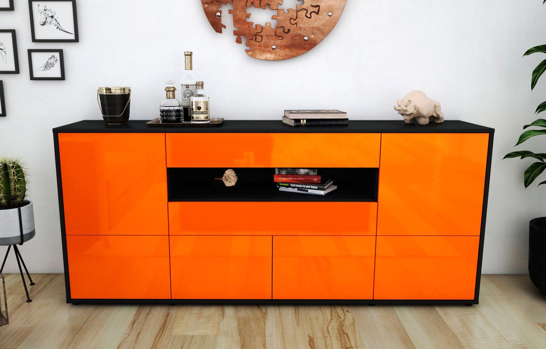 Sideboard Emely, Orange (180x79x35cm)