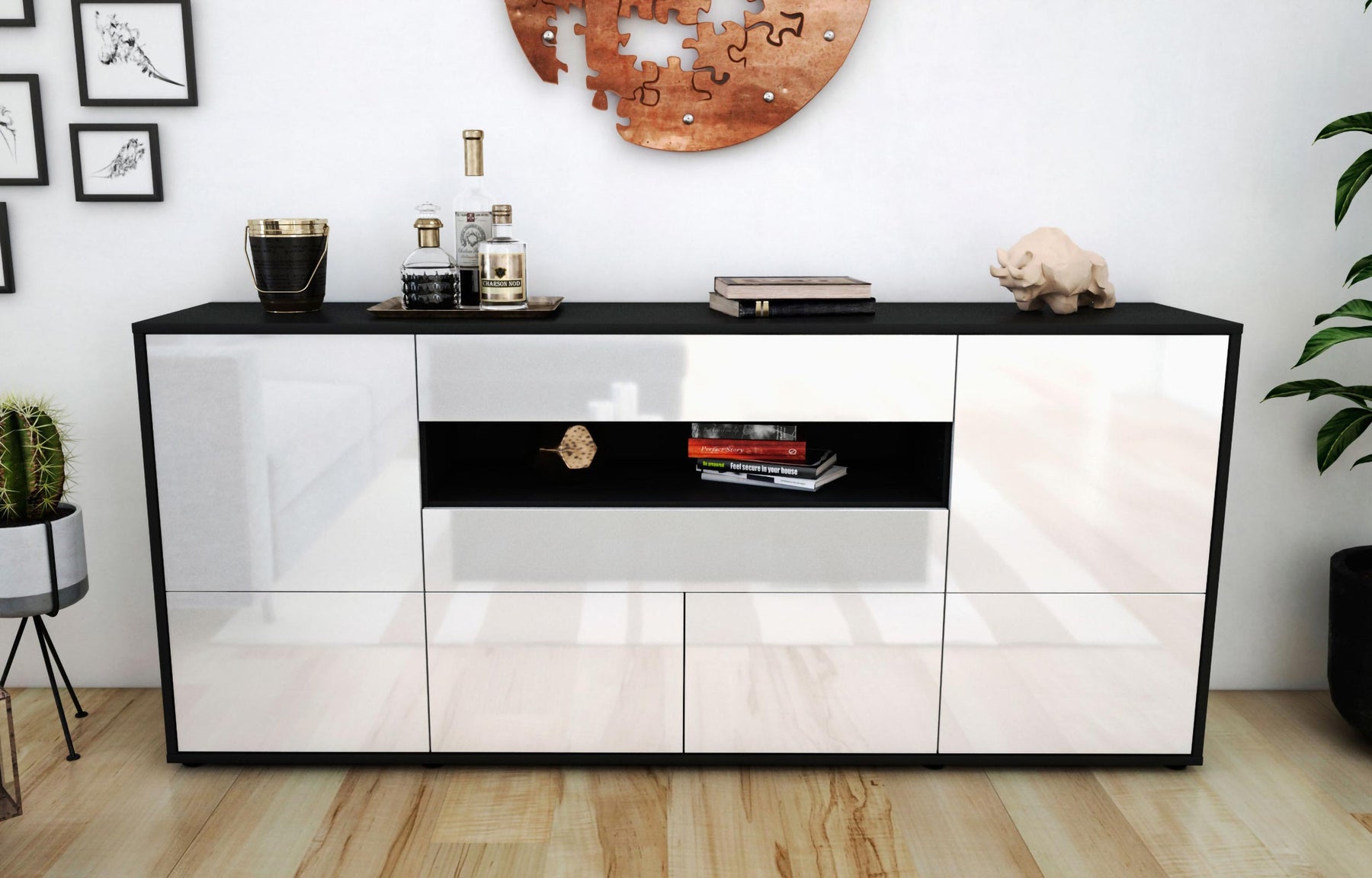 Sideboard Emely, Weiß (180x79x35cm)