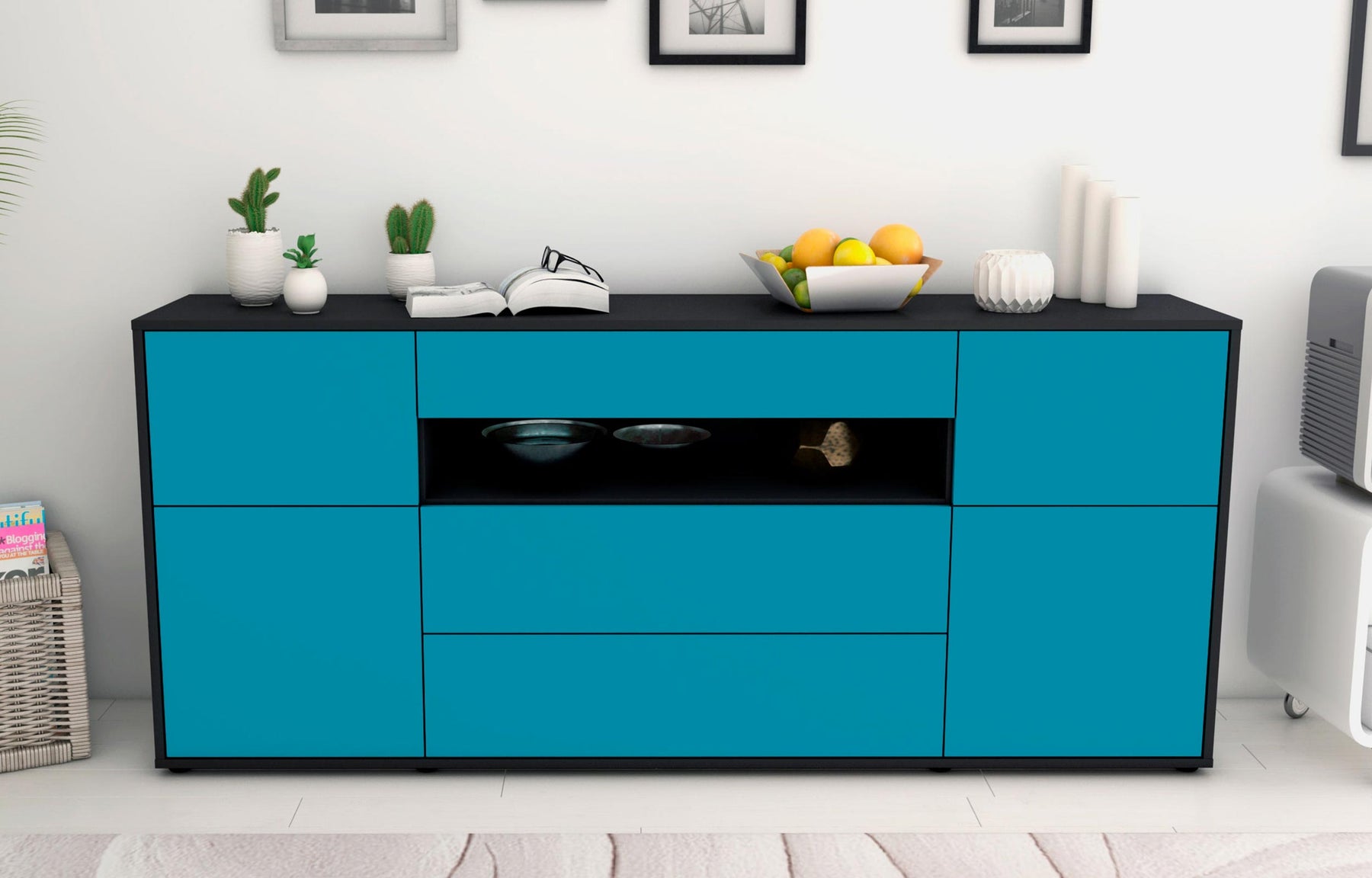 Sideboard Emma, Türkis (180x79x35cm)