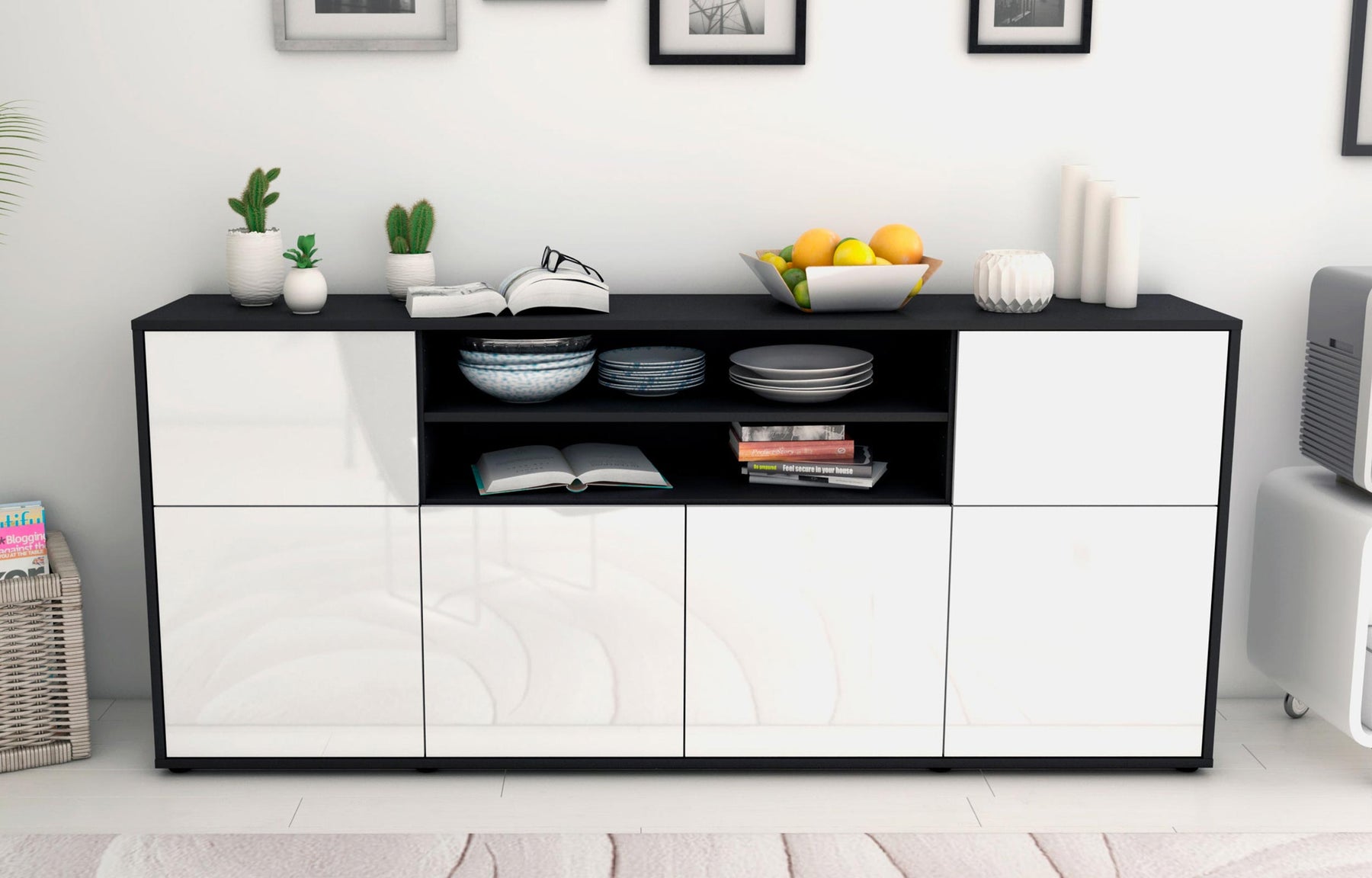 Sideboard Ermelina, Weiß (180x79x35cm)