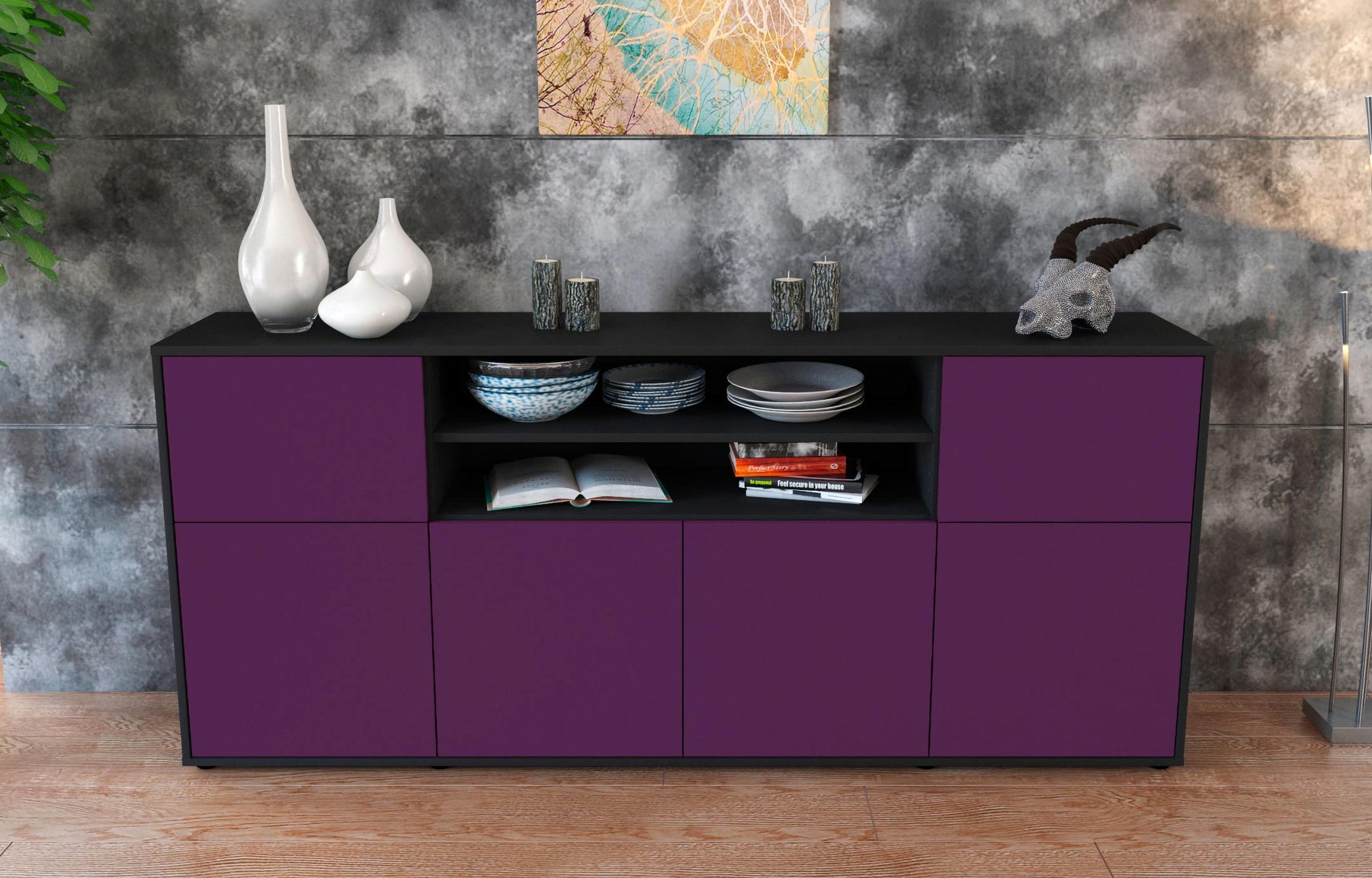 Sideboard Ermelina, Lila (180x79x35cm)