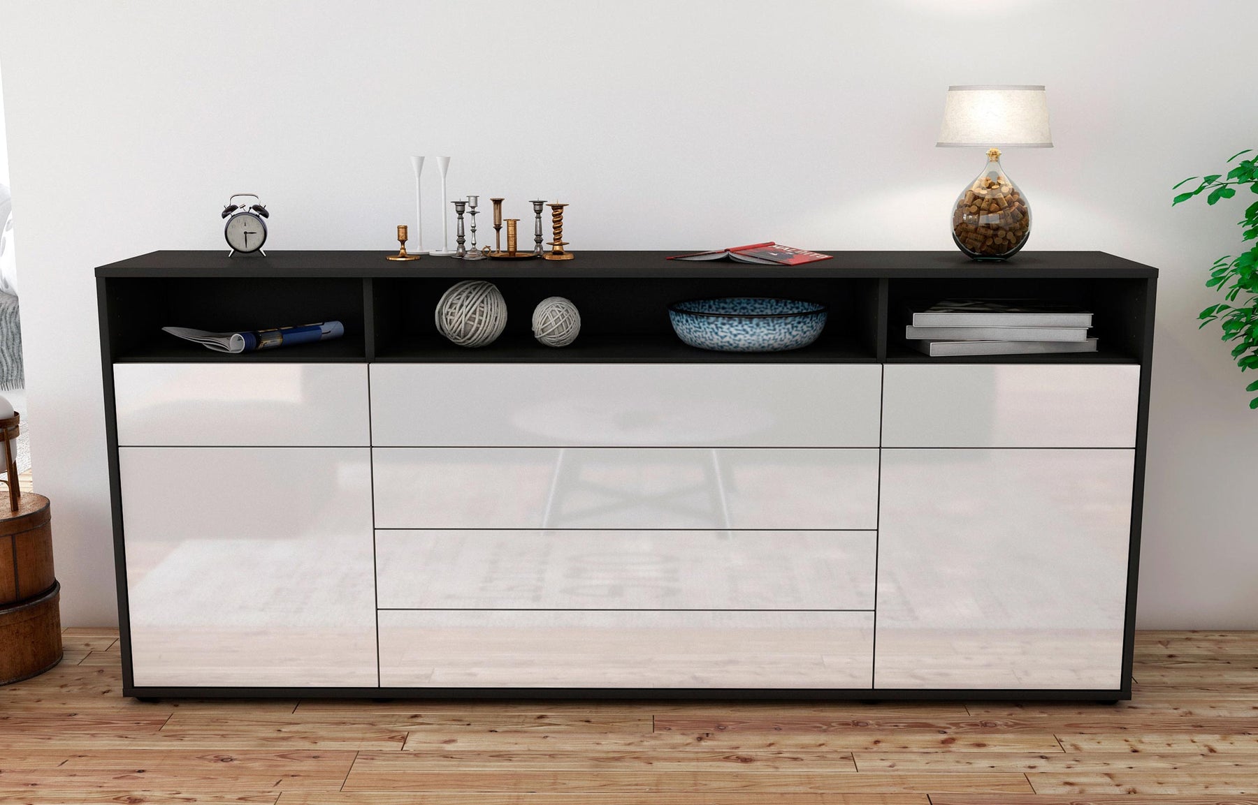 Sideboard Evelina, Weiß (180x79x35cm)