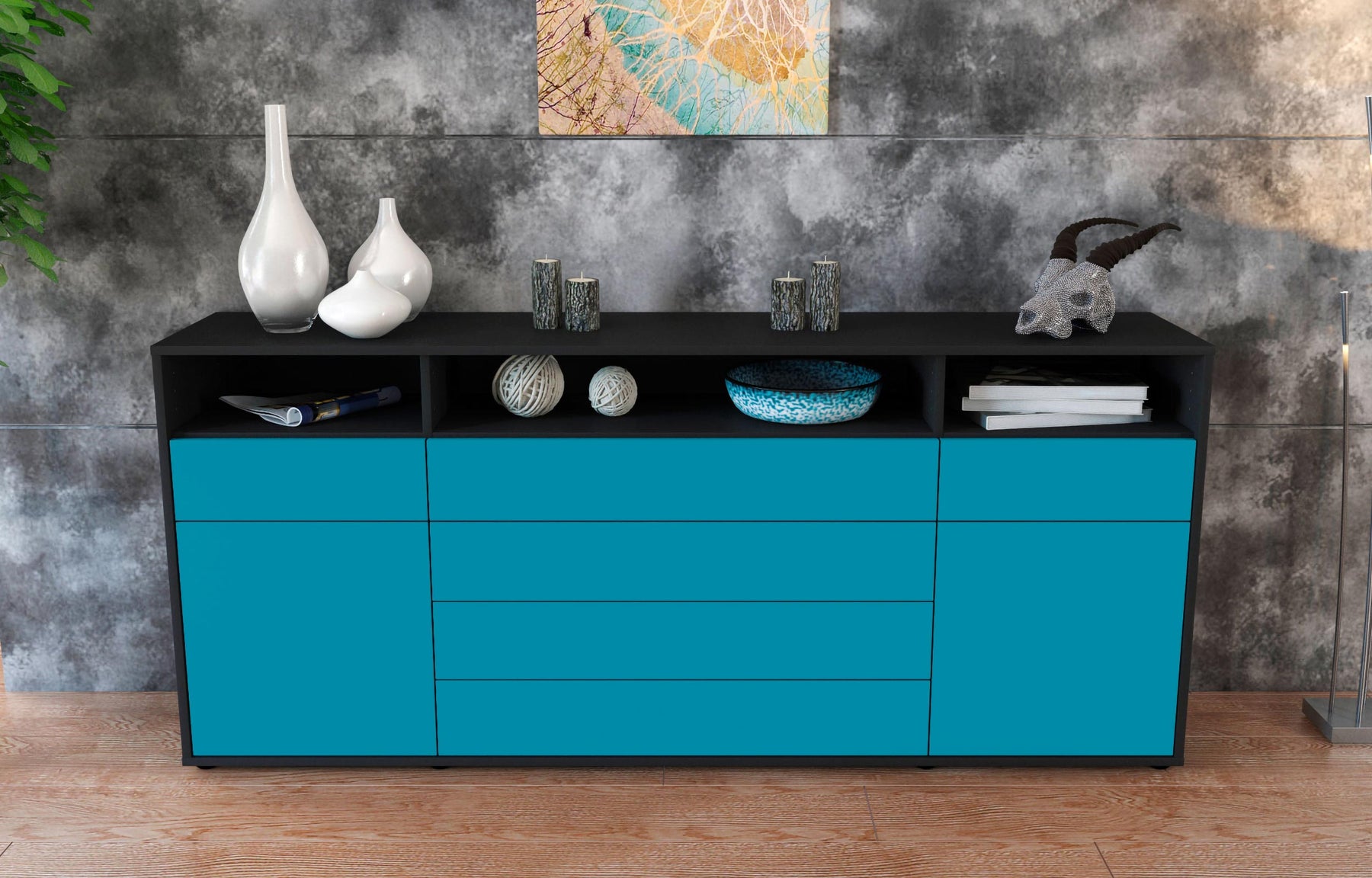 Sideboard Evelina, Türkis (180x79x35cm)