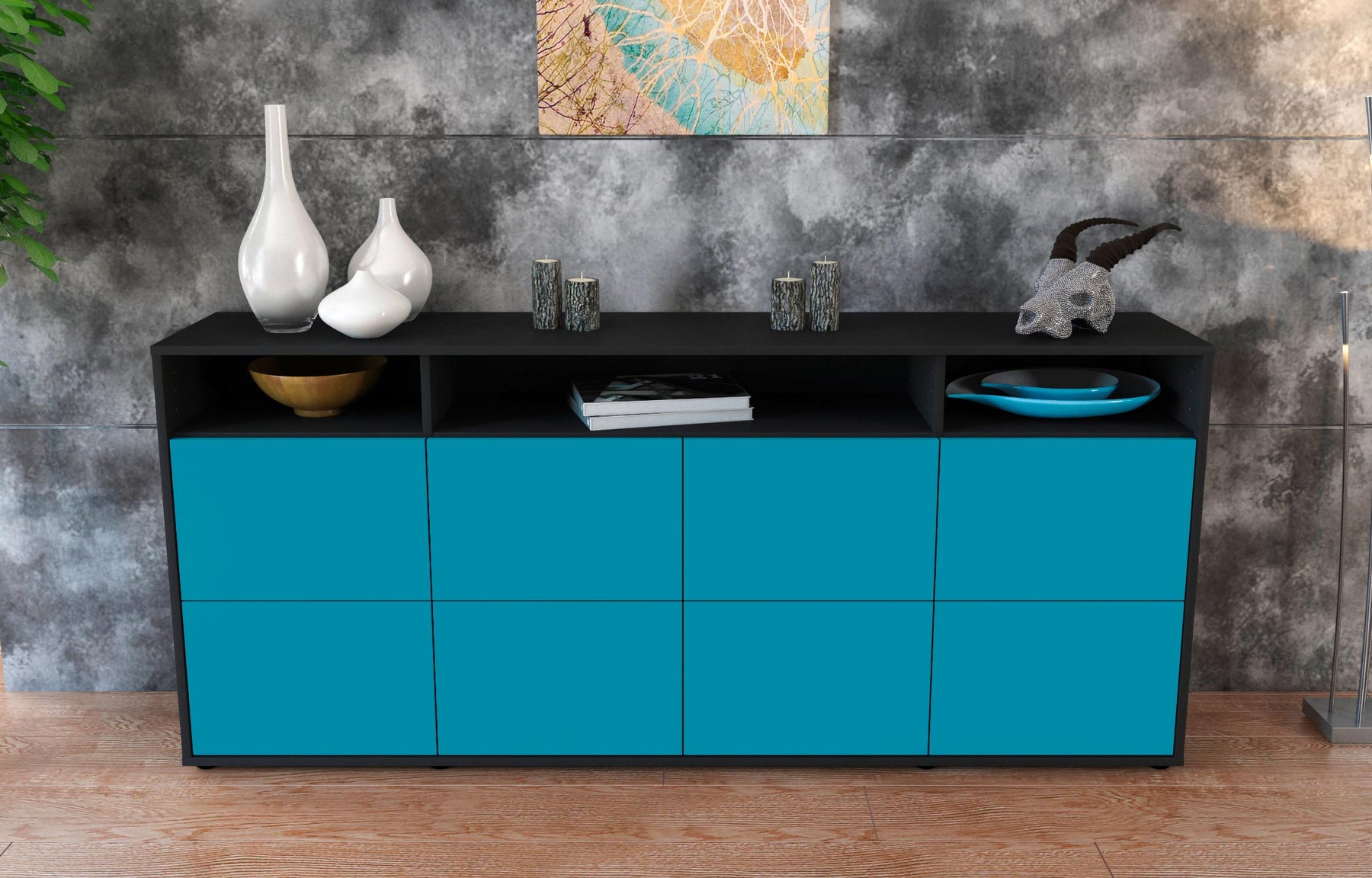 Sideboard Evita, Türkis (180x79x35cm)