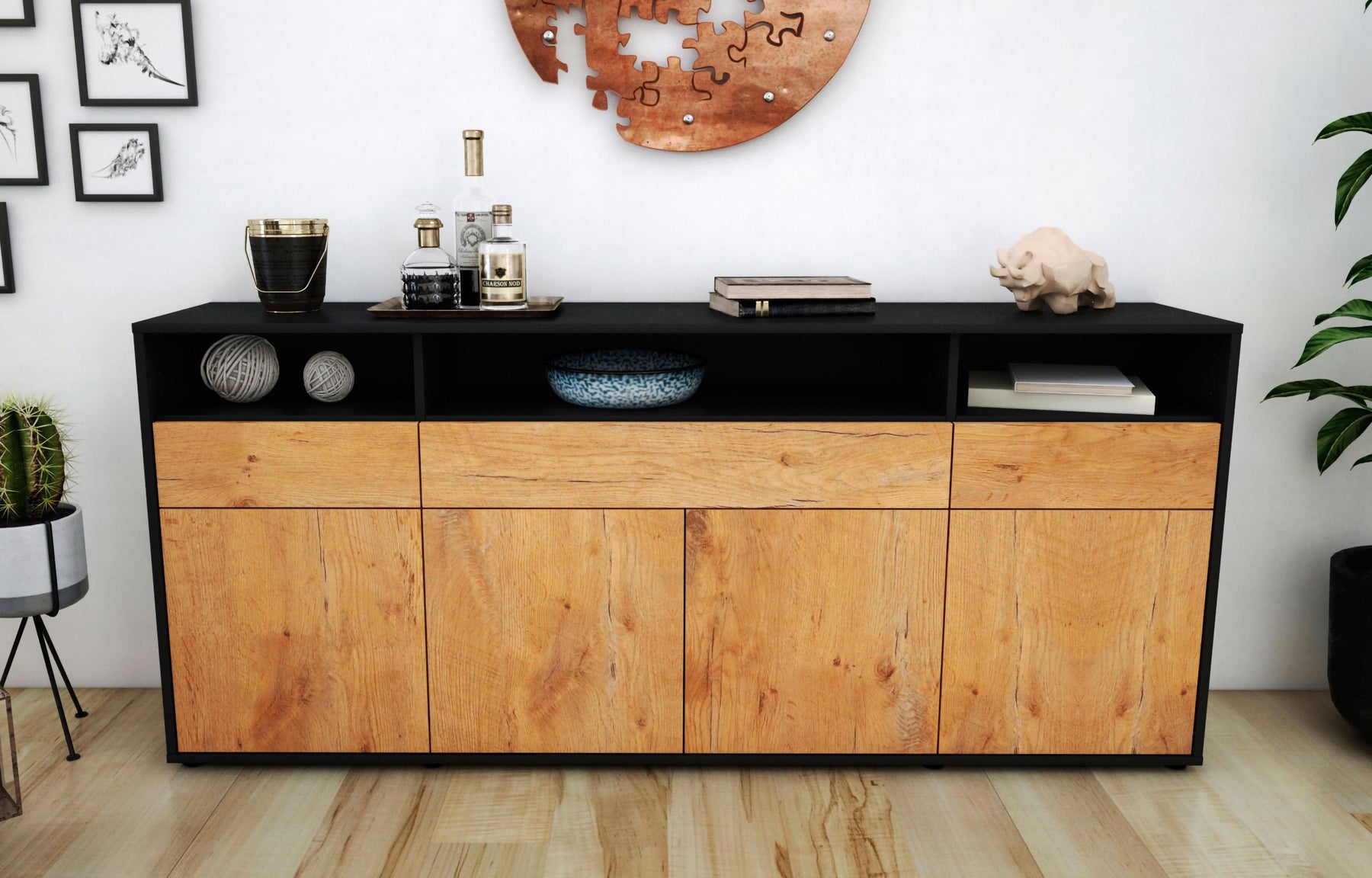 Sideboard Ezia, Eiche (180x79x35cm)