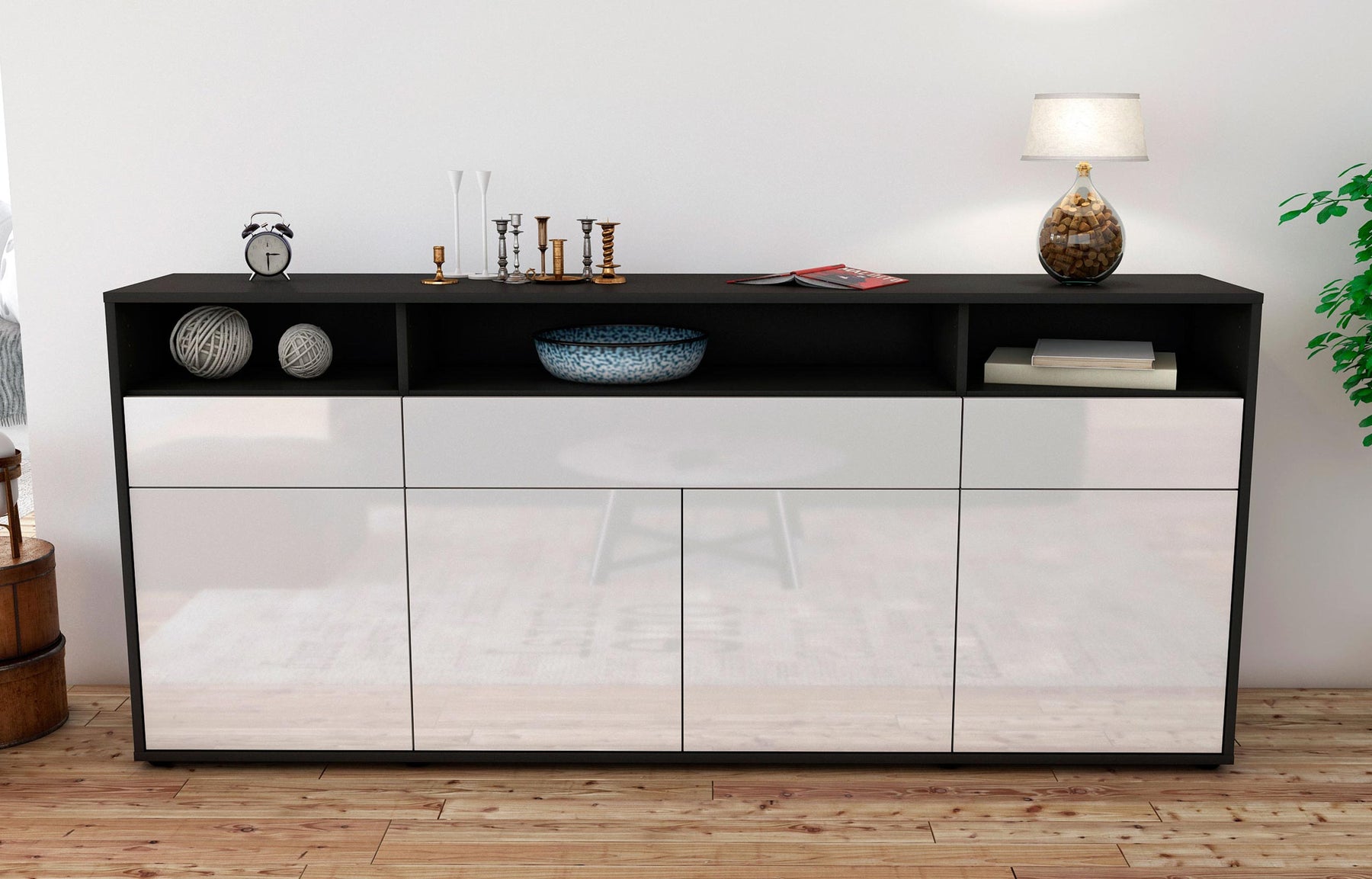 Sideboard Ezia, Weiß (180x79x35cm)