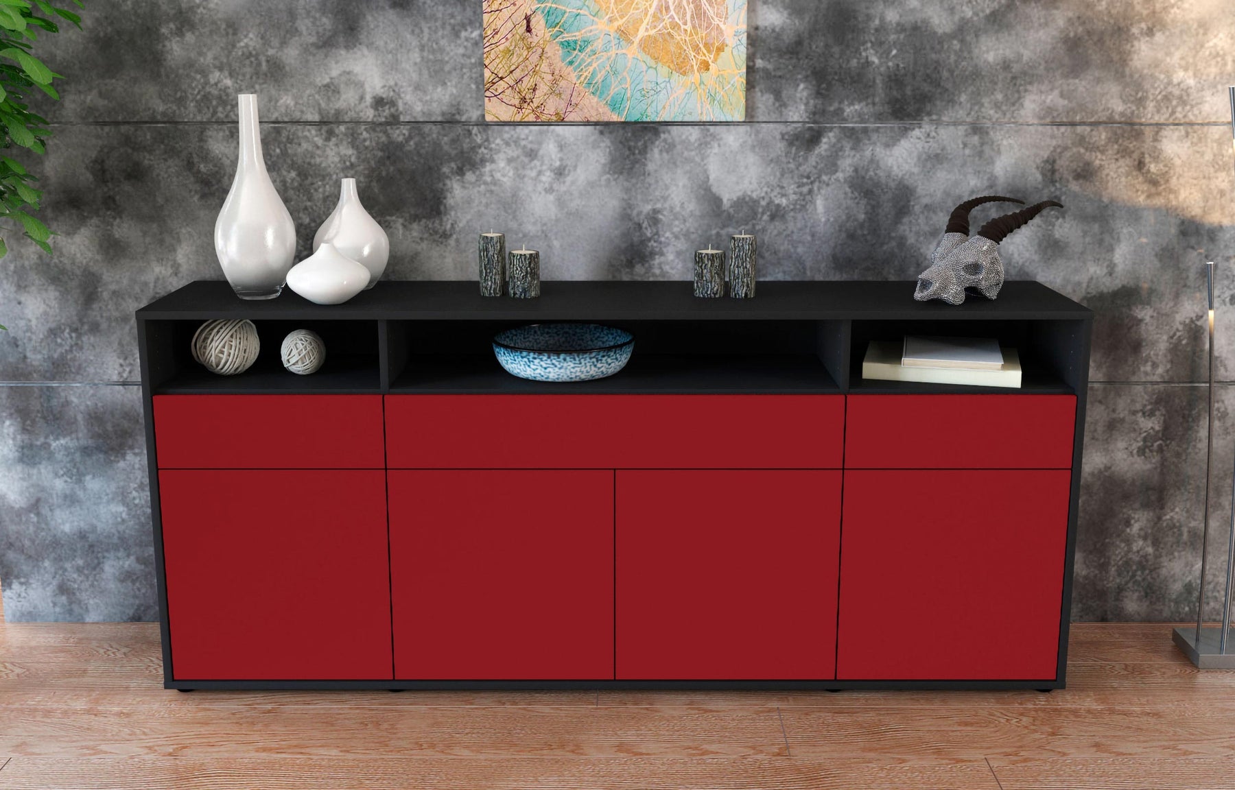 Sideboard Ezia, Bordeaux (180x79x35cm)