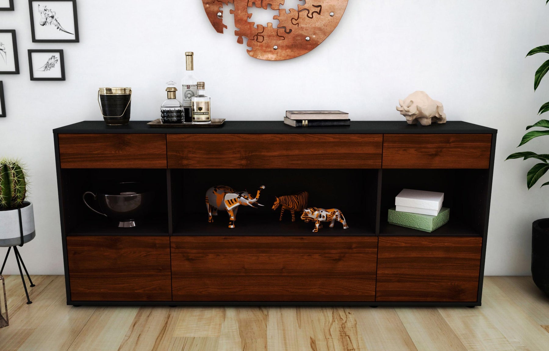 Sideboard Fabiana, Walnuss (180x79x35cm)