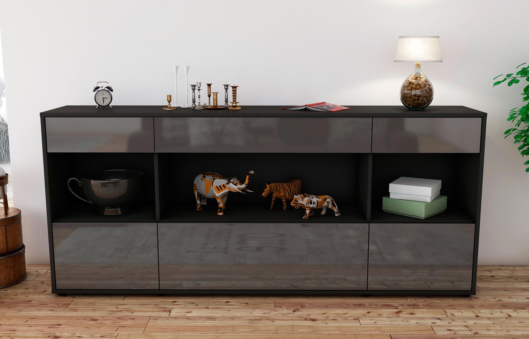 Sideboard Fabiana, Grau (180x79x35cm)