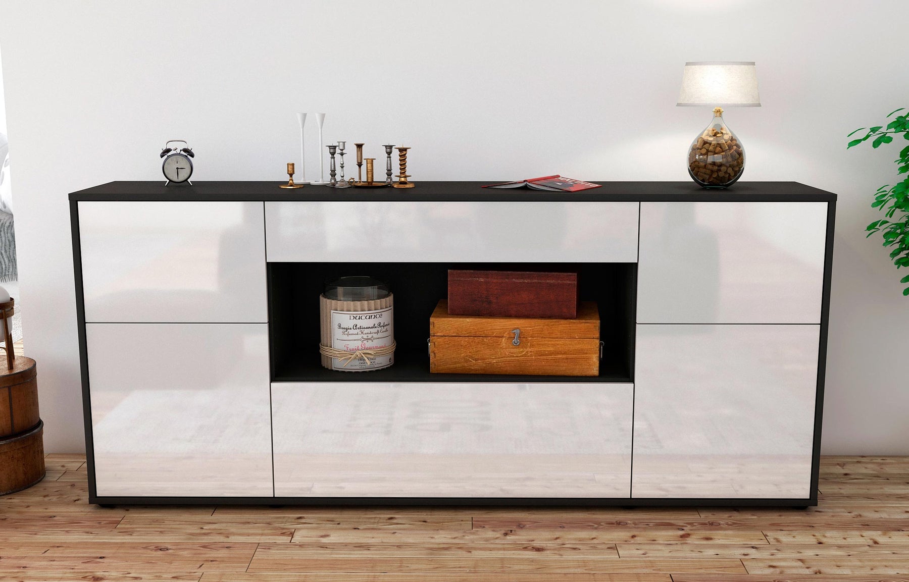 Sideboard Fabiola, Weiß (180x79x35cm)