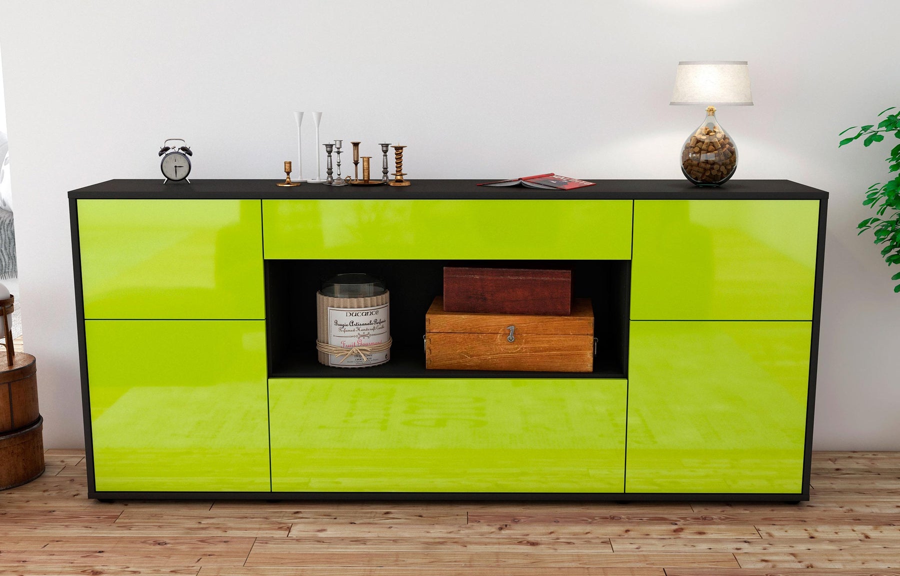 Sideboard Fabiola, Grün (180x79x35cm)