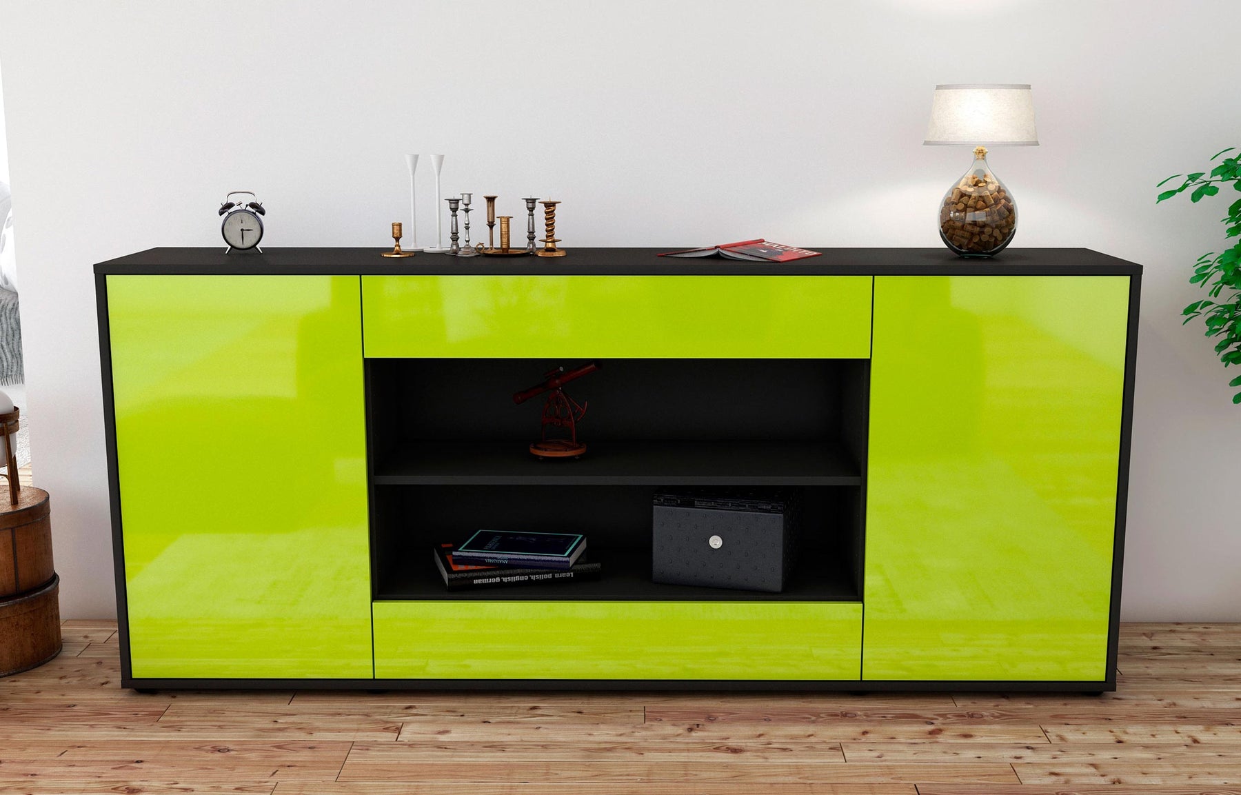 Sideboard Feli, Grün (180x79x35cm)