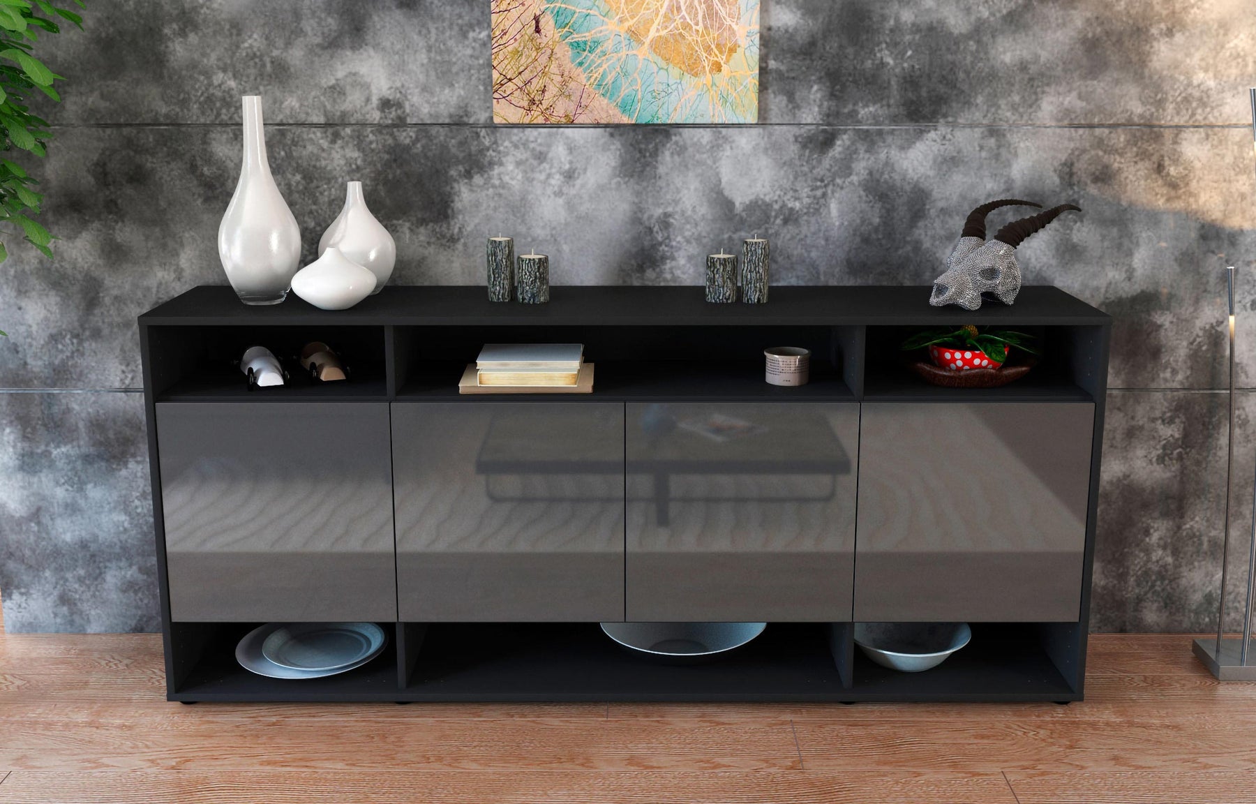 Sideboard Felia, Grau (180x79x35cm)